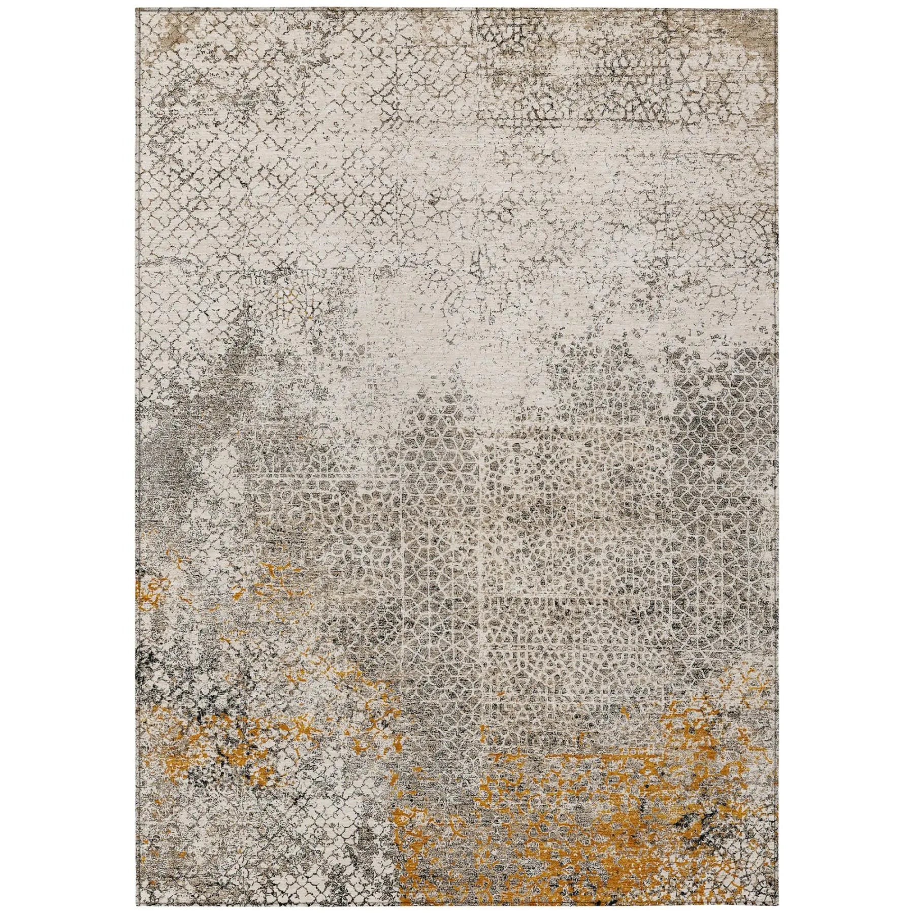 3' X 5' Beige And Brown Abstract Washable Indoor Outdoor Area Rug Homeroots Outdoor
