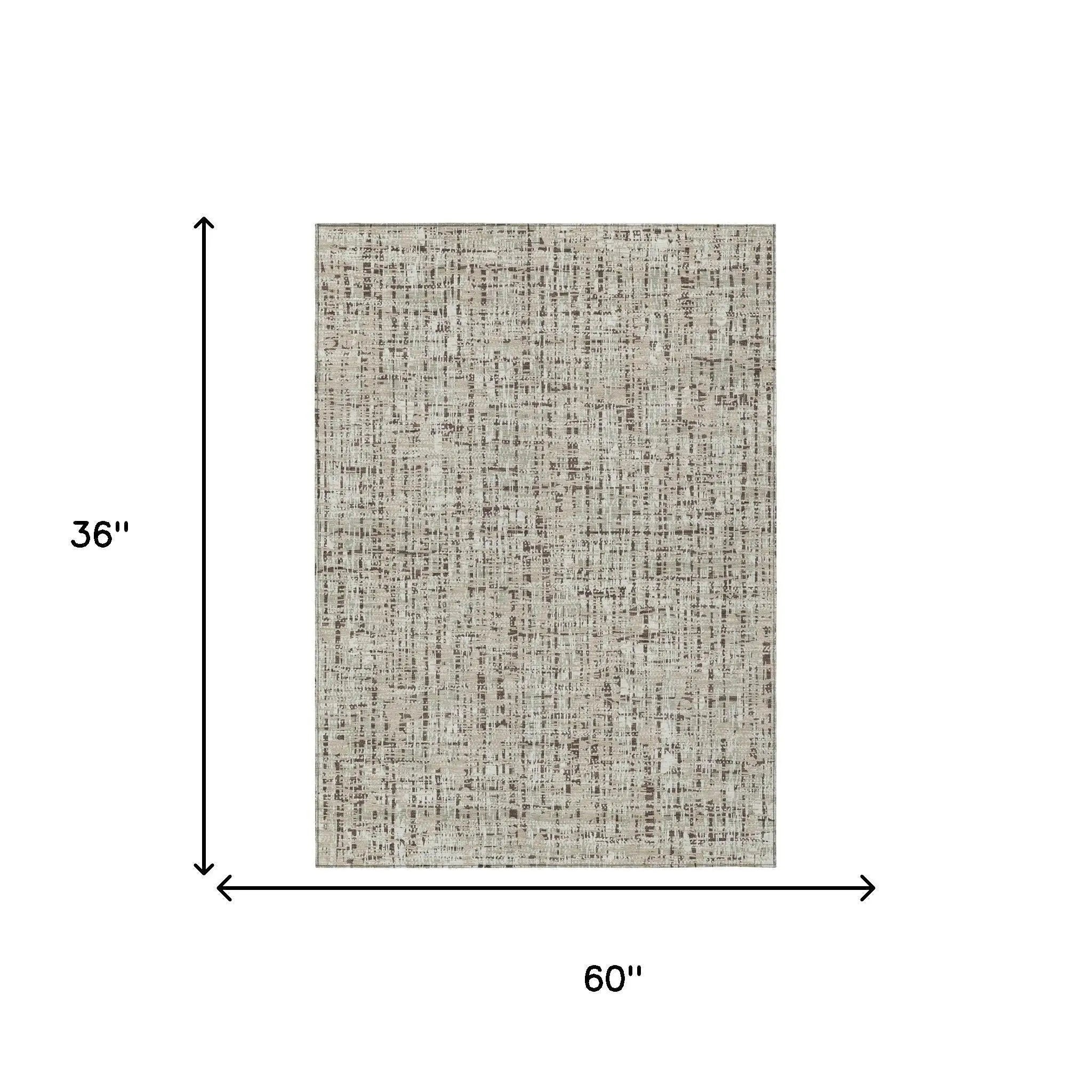 3' X 5' Beige And Brown Abstract Washable Indoor Outdoor Area Rug Homeroots Outdoor