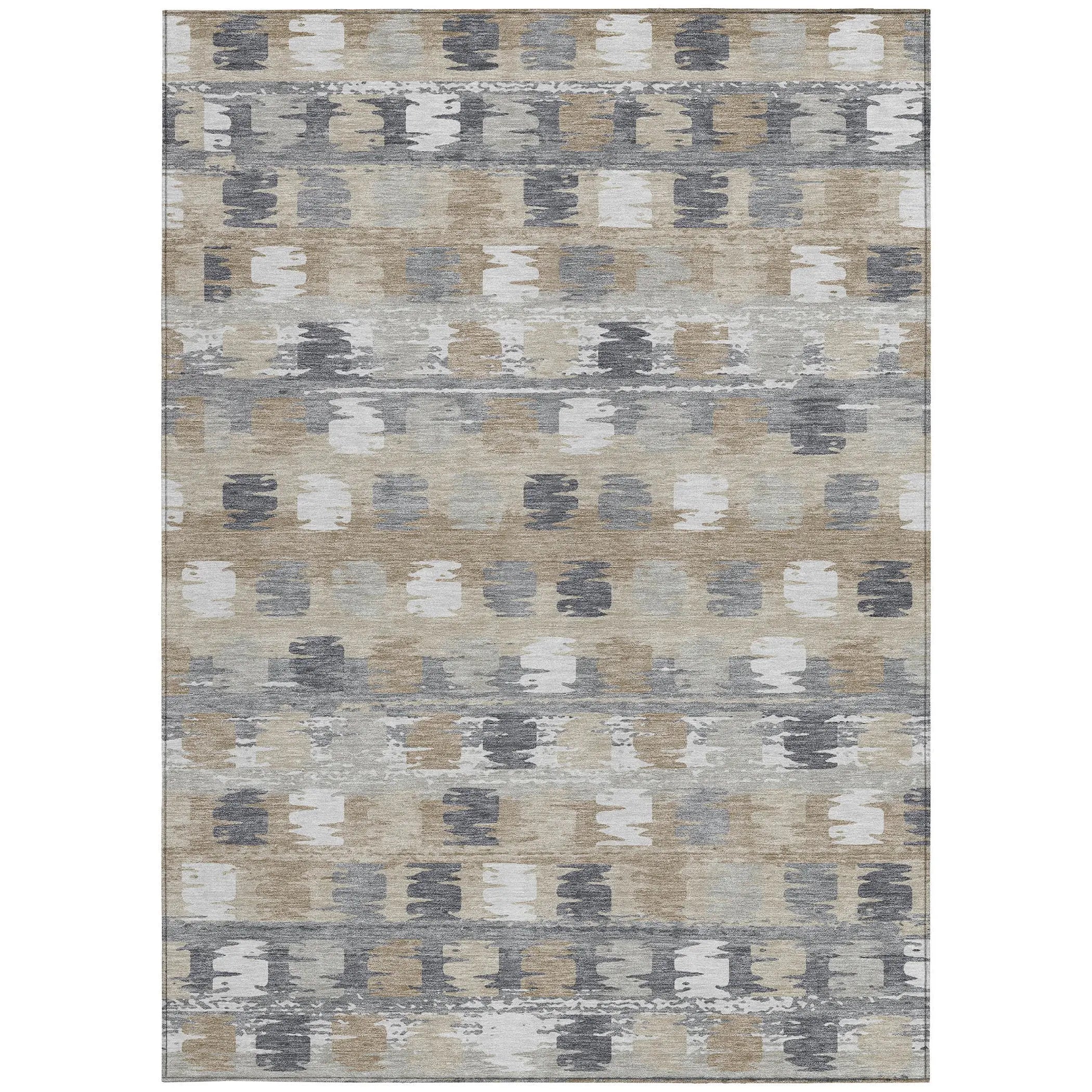 3' X 5' Beige And Brown Abstract Washable Indoor Outdoor Area Rug Homeroots Outdoor