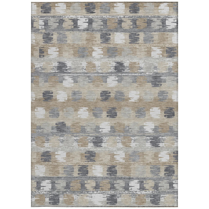 3' X 5' Beige And Brown Abstract Washable Indoor Outdoor Area Rug Homeroots Outdoor