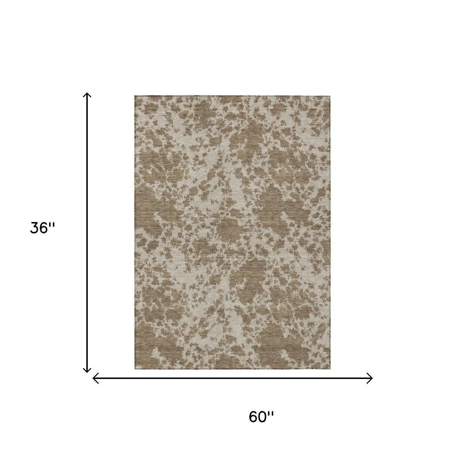 3' X 5' Beige And Brown Abstract Washable Indoor Outdoor Area Rug Homeroots Outdoor
