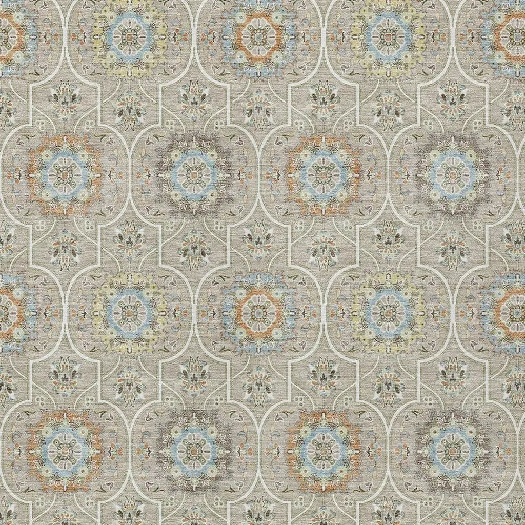 3' X 5' Beige And Brown Floral Medallion Washable Indoor Outdoor Area Rug Homeroots Outdoor