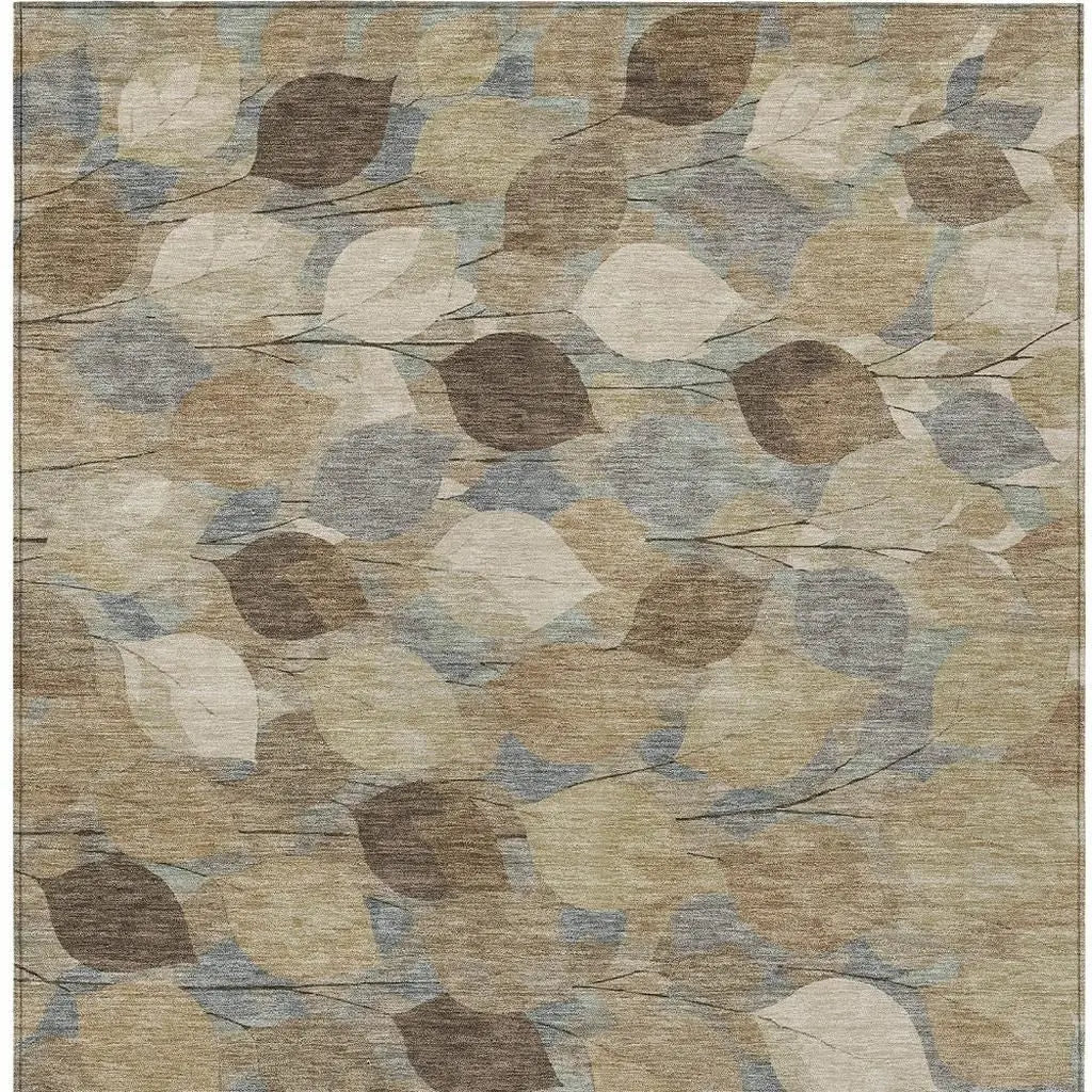 3' X 5' Beige And Brown Floral Washable Indoor Outdoor Area Rug Homeroots Outdoor