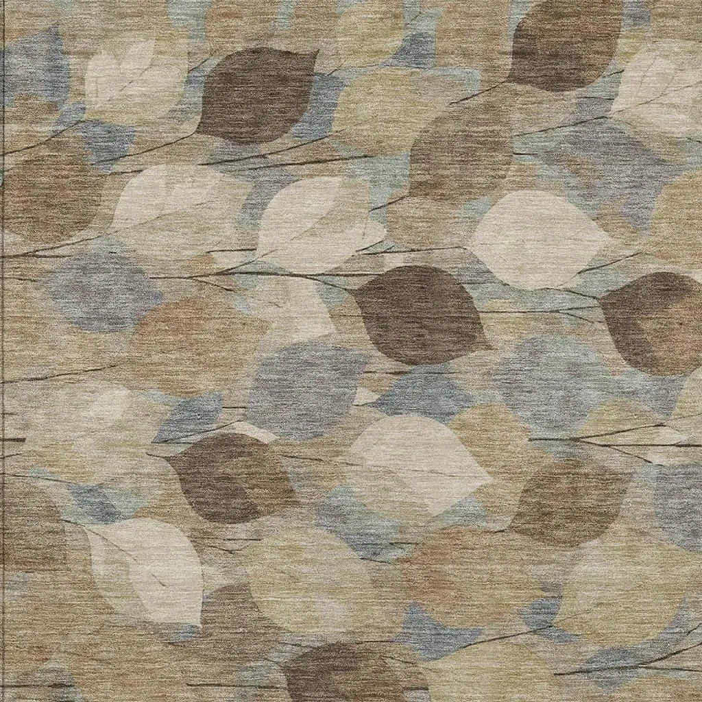 3' X 5' Beige And Brown Floral Washable Indoor Outdoor Area Rug Homeroots Outdoor