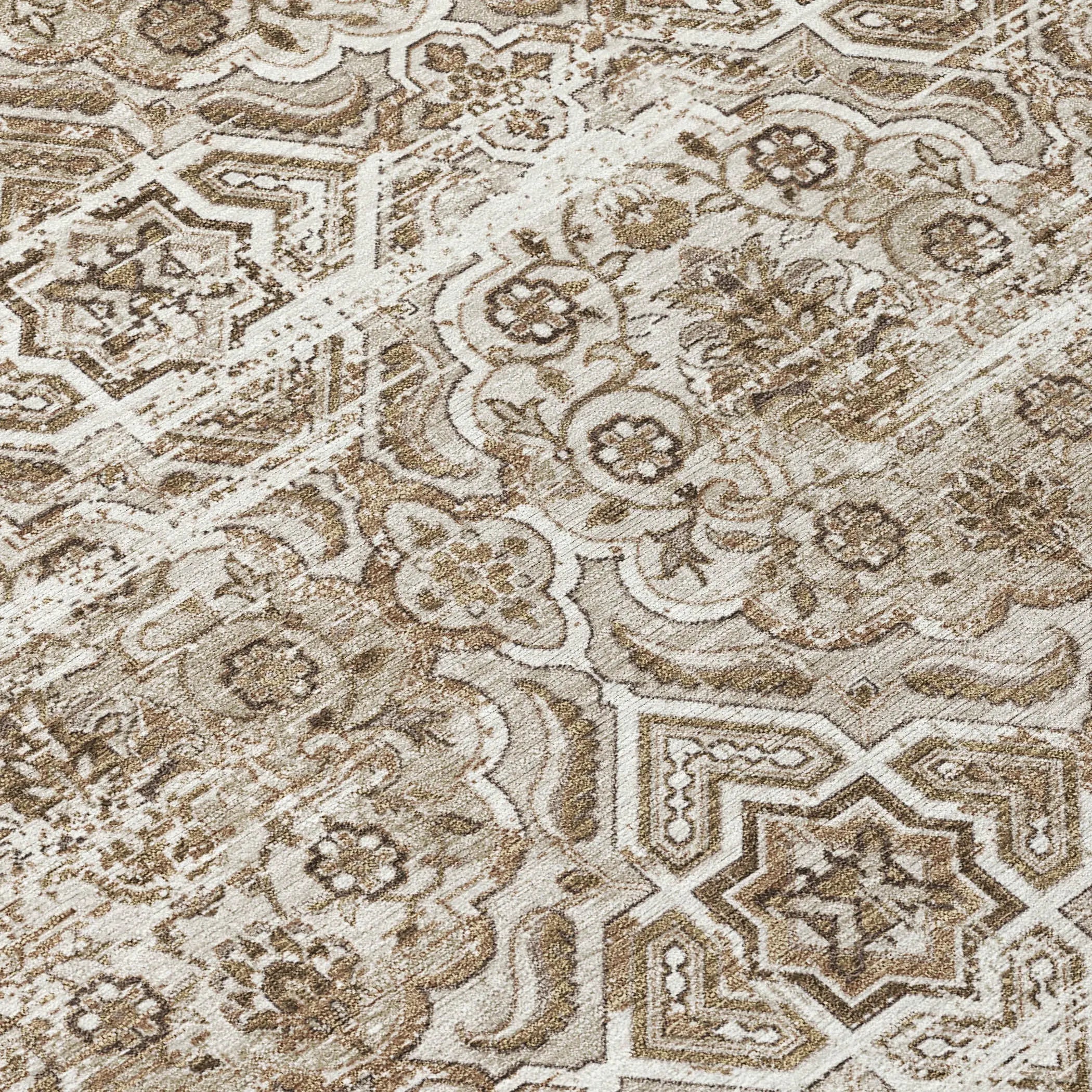 3' X 5' Beige And Brown Floral Washable Indoor Outdoor Area Rug Homeroots Outdoor