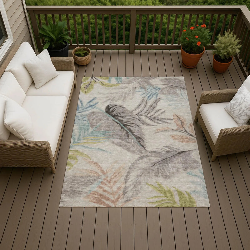 3' X 5' Beige And Brown Floral Washable Indoor Outdoor Area Rug Homeroots Outdoor