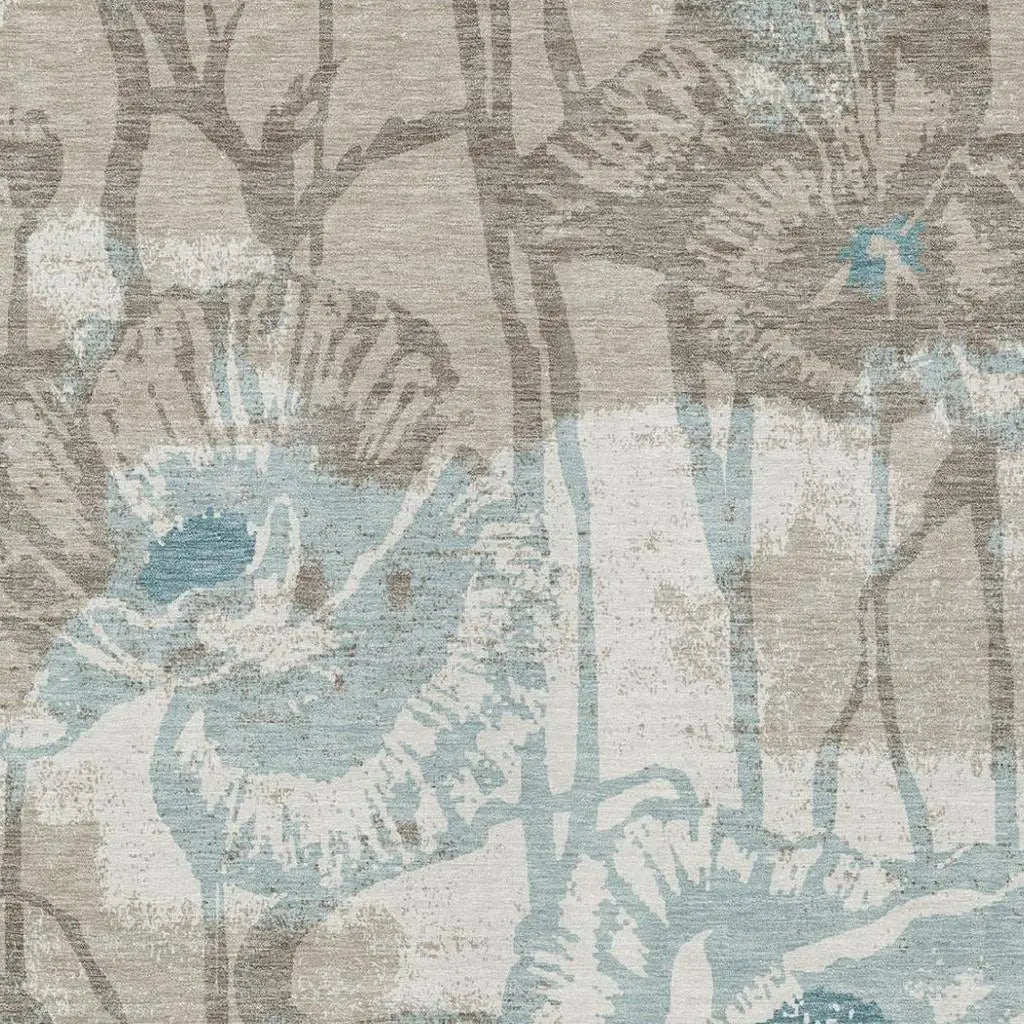 3' X 5' Beige And Brown Floral Washable Indoor Outdoor Area Rug Homeroots Outdoor