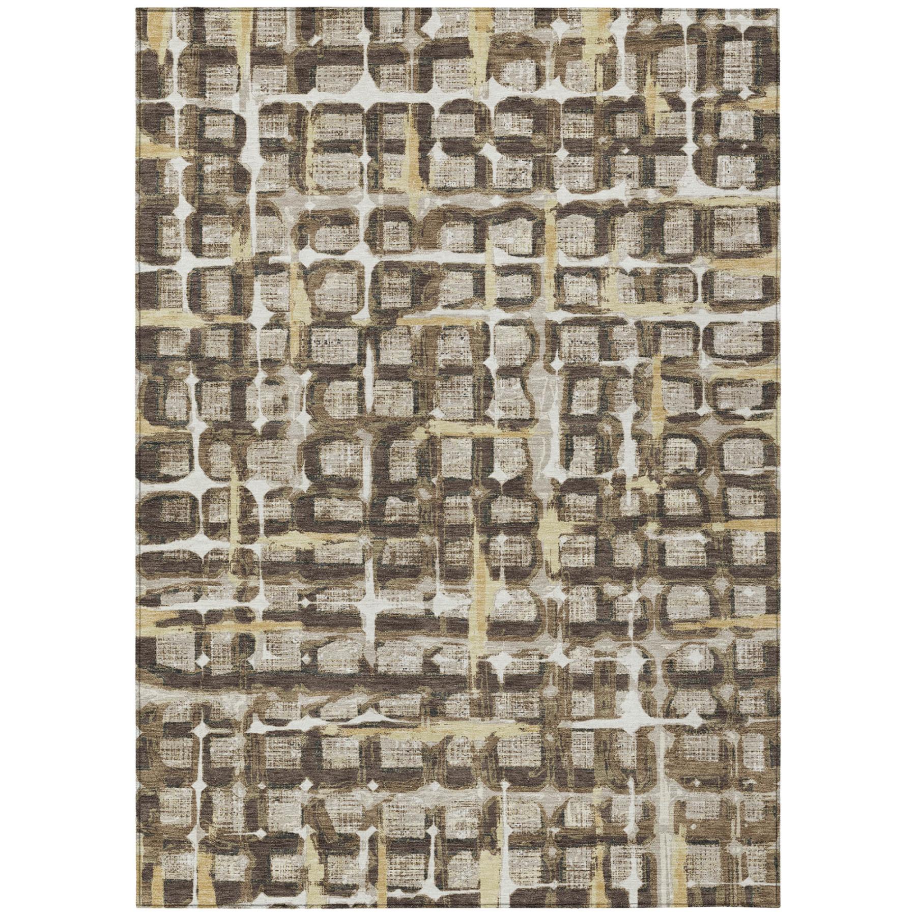 3' X 5' Beige And Brown Geometric Washable Indoor Outdoor Area Rug Homeroots Outdoor