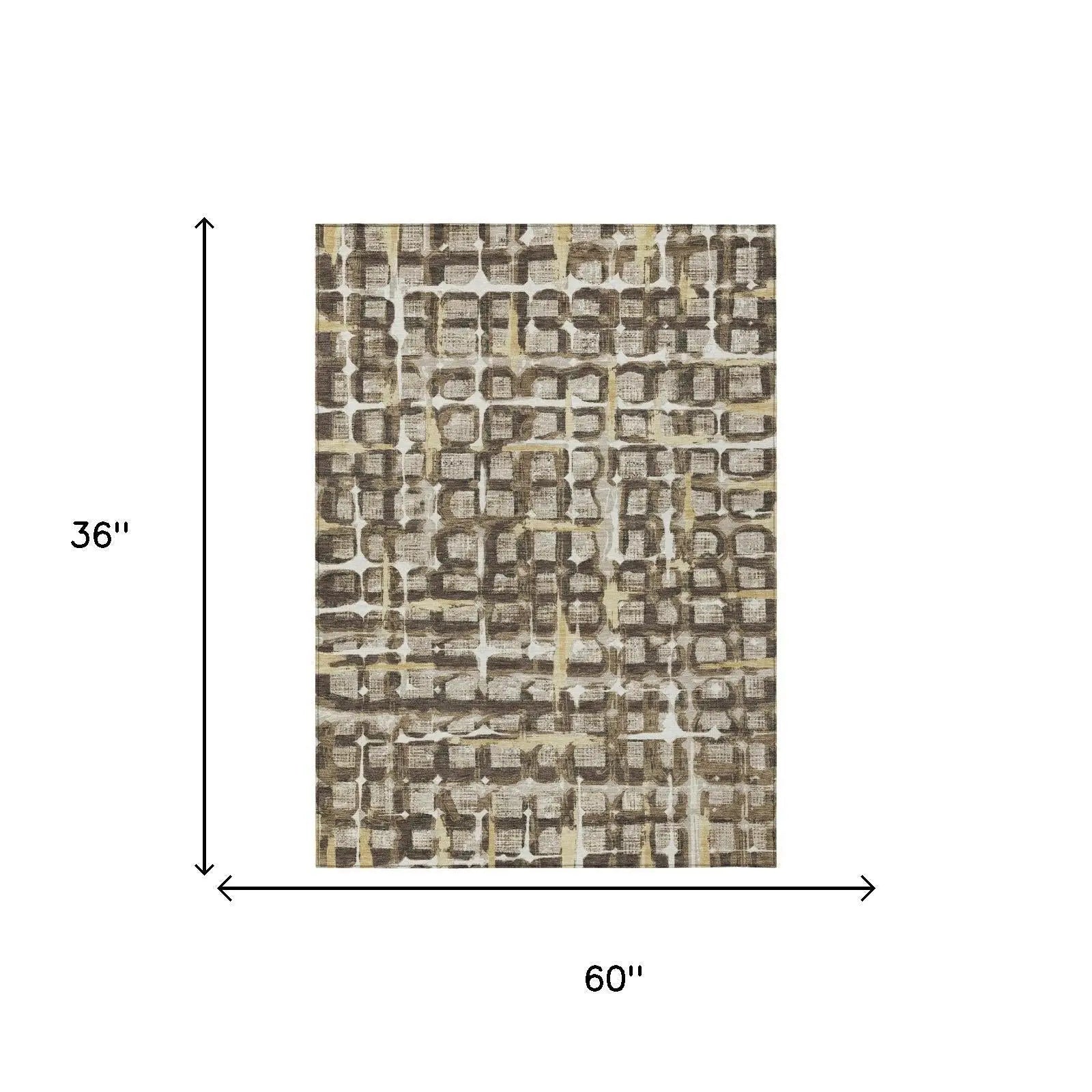 3' X 5' Beige And Brown Geometric Washable Indoor Outdoor Area Rug Homeroots Outdoor
