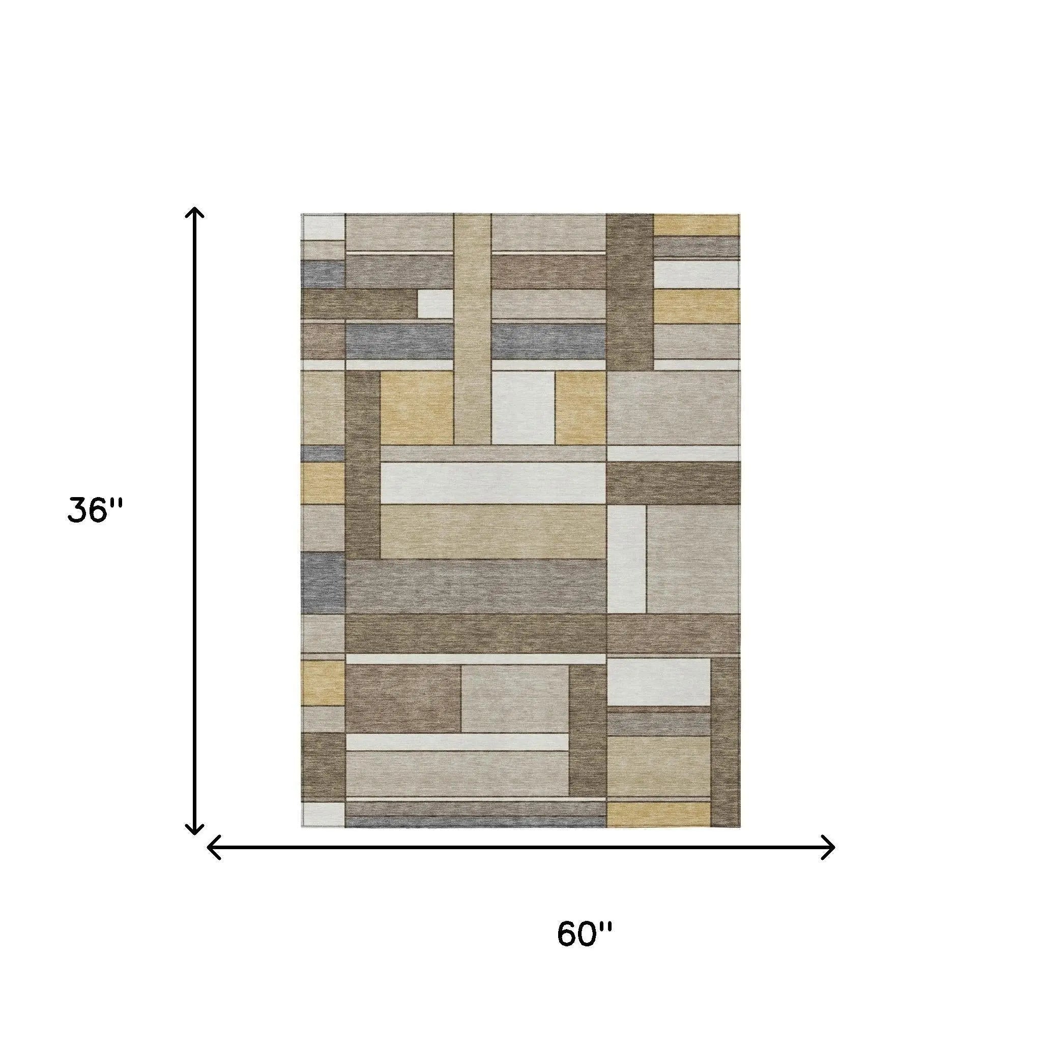 3' X 5' Beige And Brown Geometric Washable Indoor Outdoor Area Rug Homeroots Outdoor