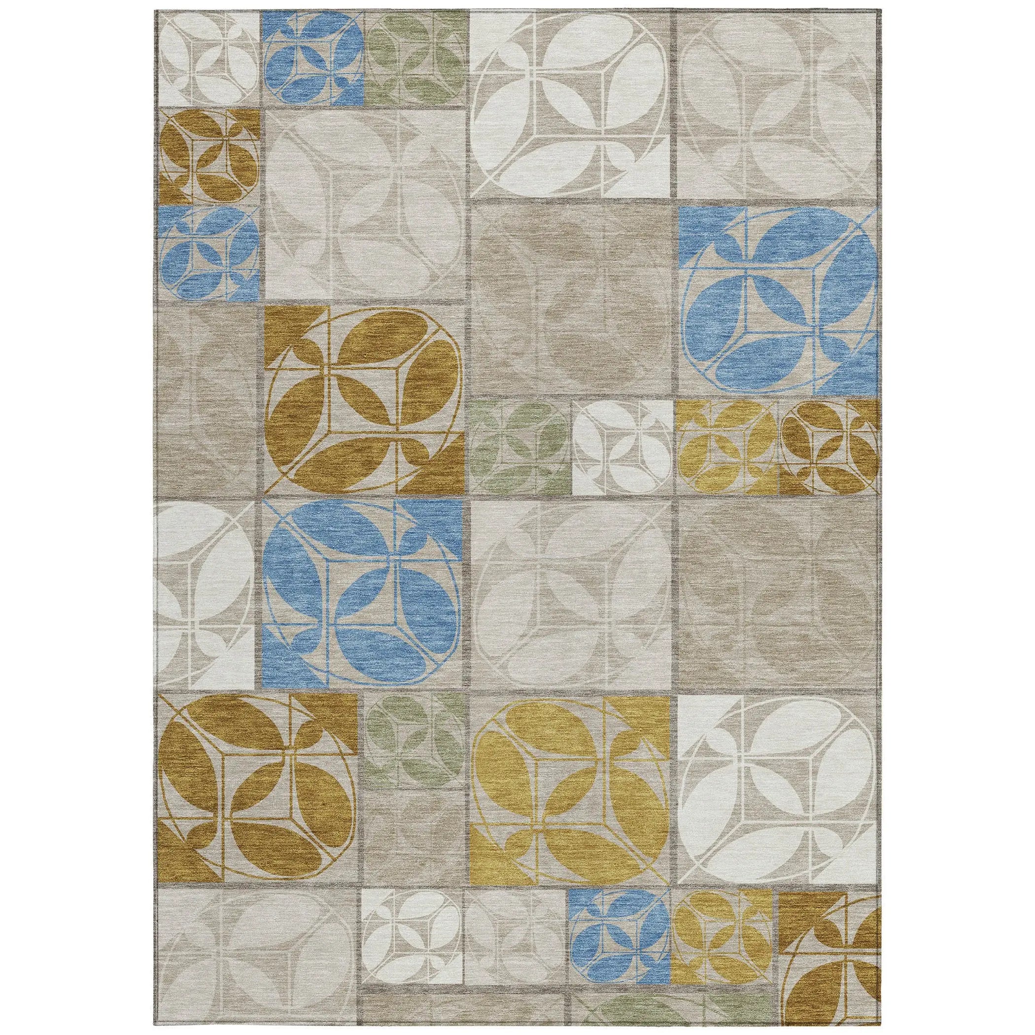 3' X 5' Beige And Brown Geometric Washable Indoor Outdoor Area Rug Homeroots Outdoor