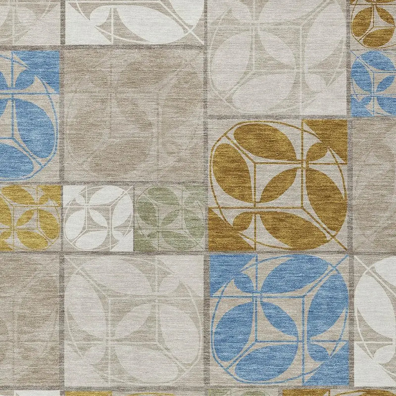 3' X 5' Beige And Brown Geometric Washable Indoor Outdoor Area Rug Homeroots Outdoor