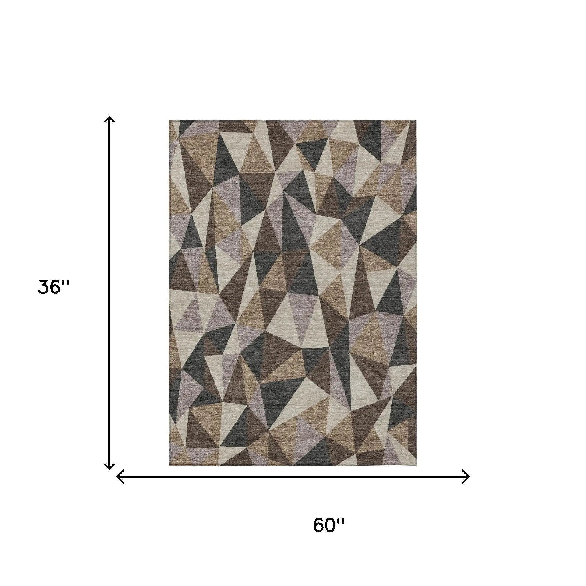 3' X 5' Beige And Brown Geometric Washable Indoor Outdoor Area Rug Homeroots Outdoor