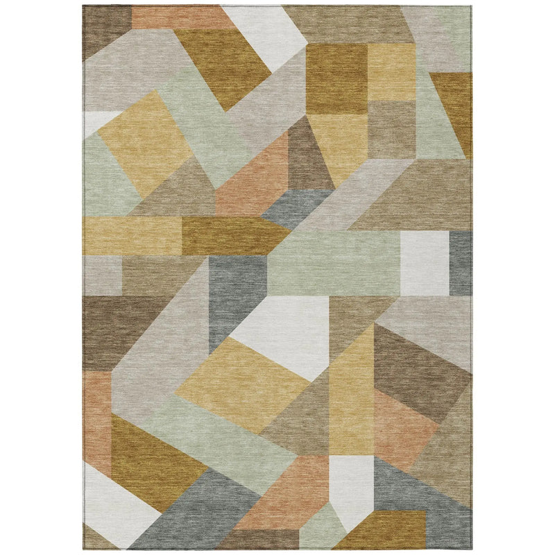 3' X 5' Beige And Brown Geometric Washable Indoor Outdoor Area Rug Homeroots Outdoor