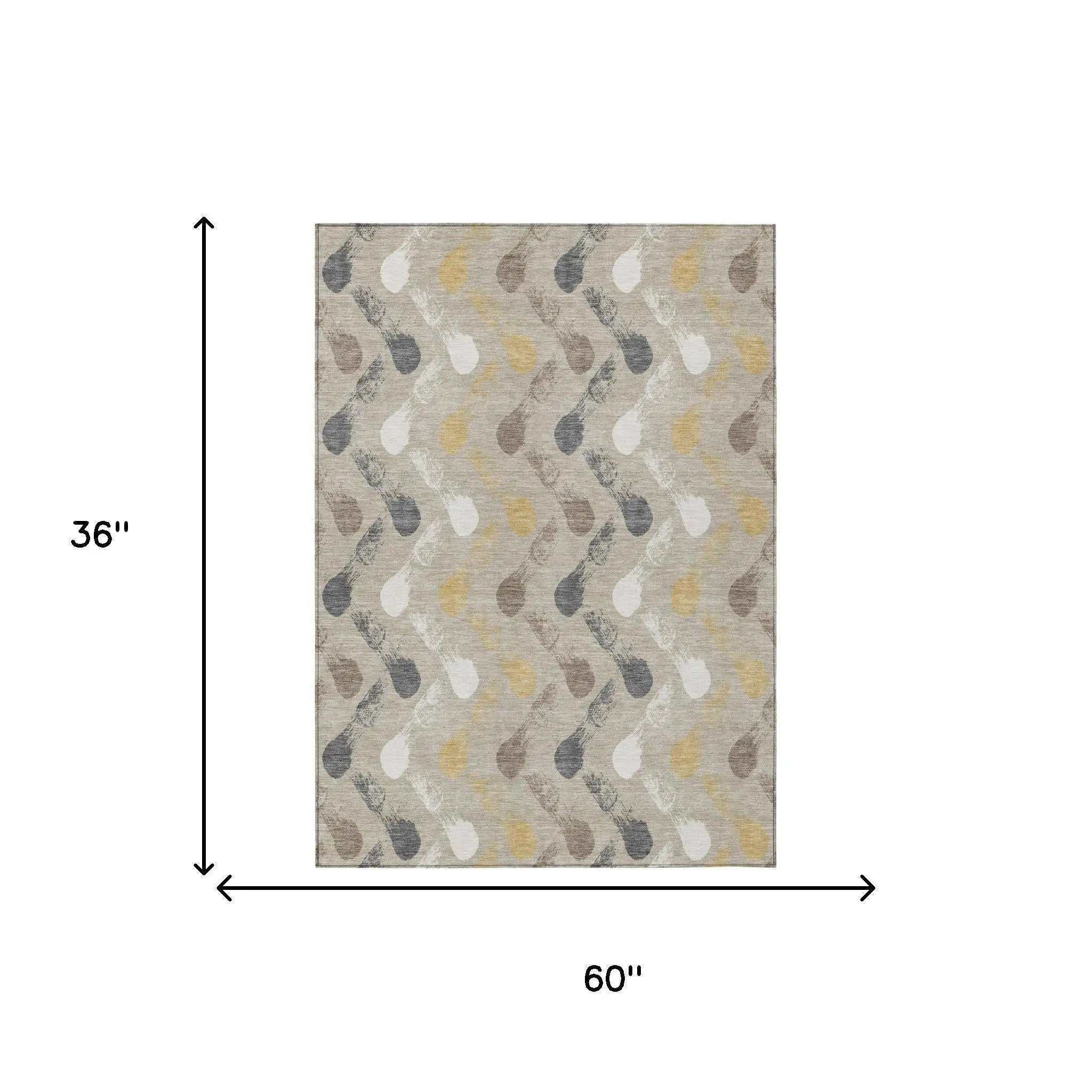 3' X 5' Beige And Brown Geometric Washable Indoor Outdoor Area Rug Homeroots Outdoor