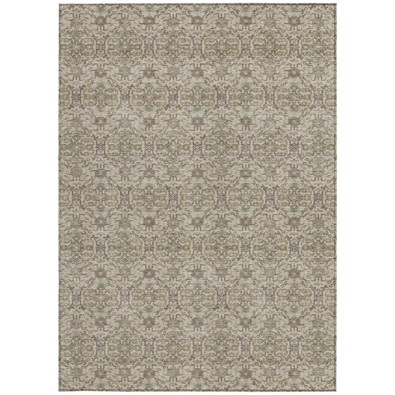 3' X 5' Beige And Brown Oriental Washable Indoor Outdoor Area Rug Homeroots Outdoor