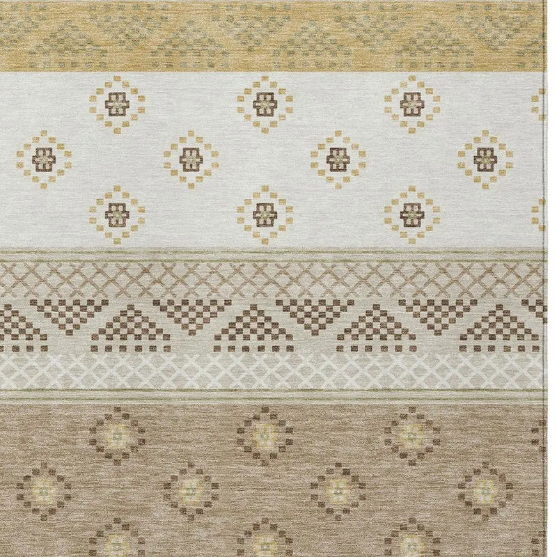 3' X 5' Beige And Brown Striped Washable Indoor Outdoor Area Rug Homeroots Outdoor