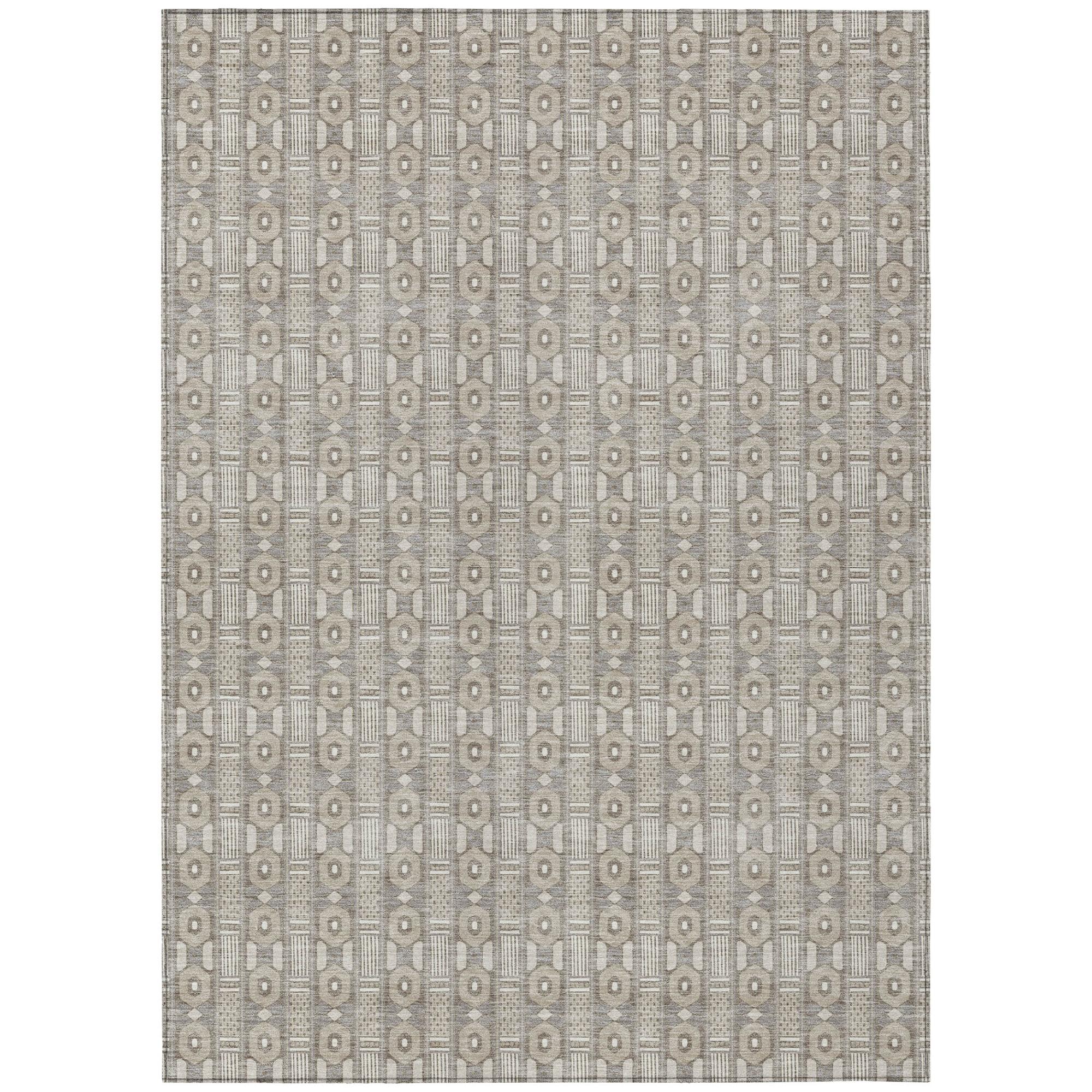 3' X 5' Beige And Brown Striped Washable Indoor Outdoor Area Rug Homeroots Outdoor
