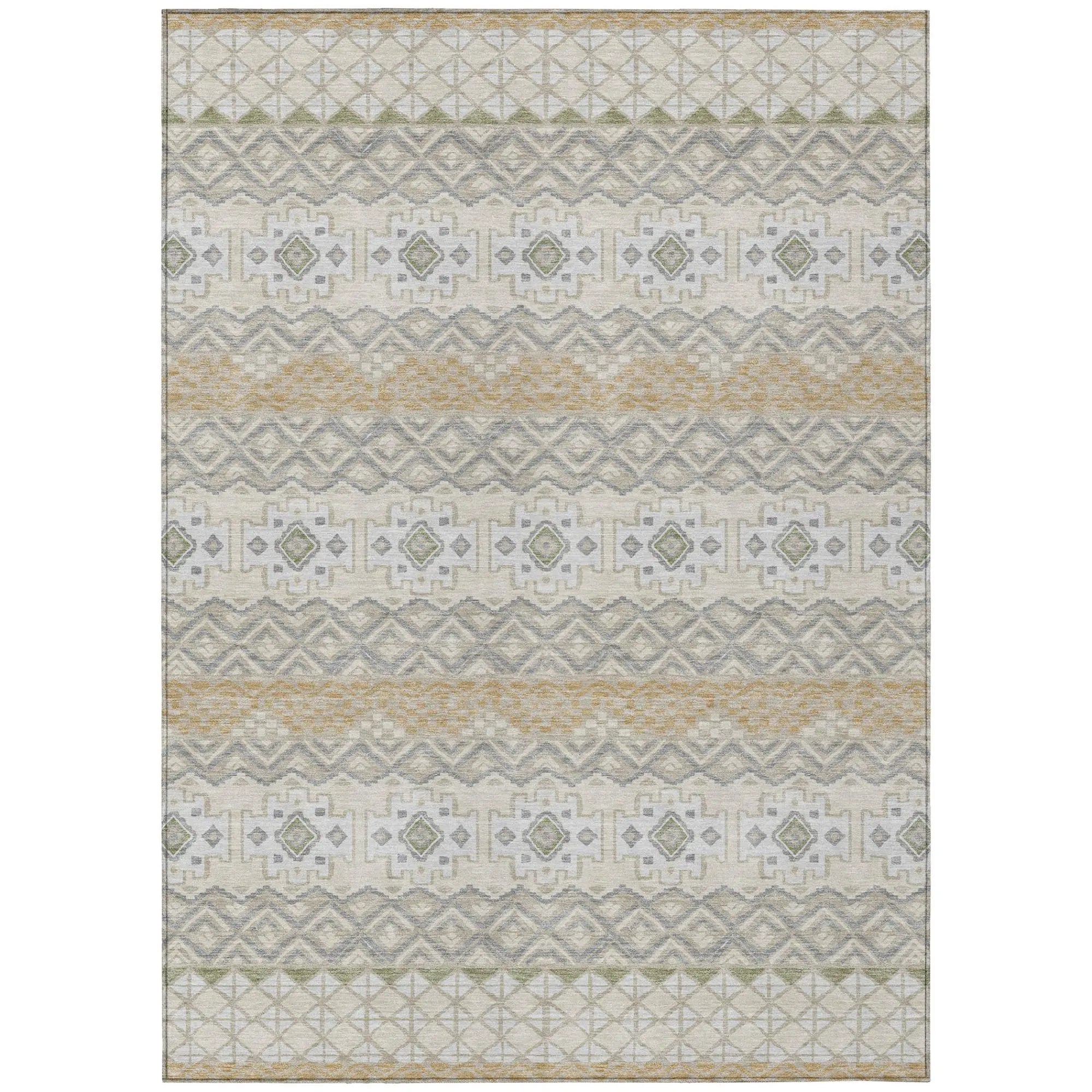 3' X 5' Beige And Brown Striped Washable Indoor Outdoor Area Rug Homeroots Outdoor