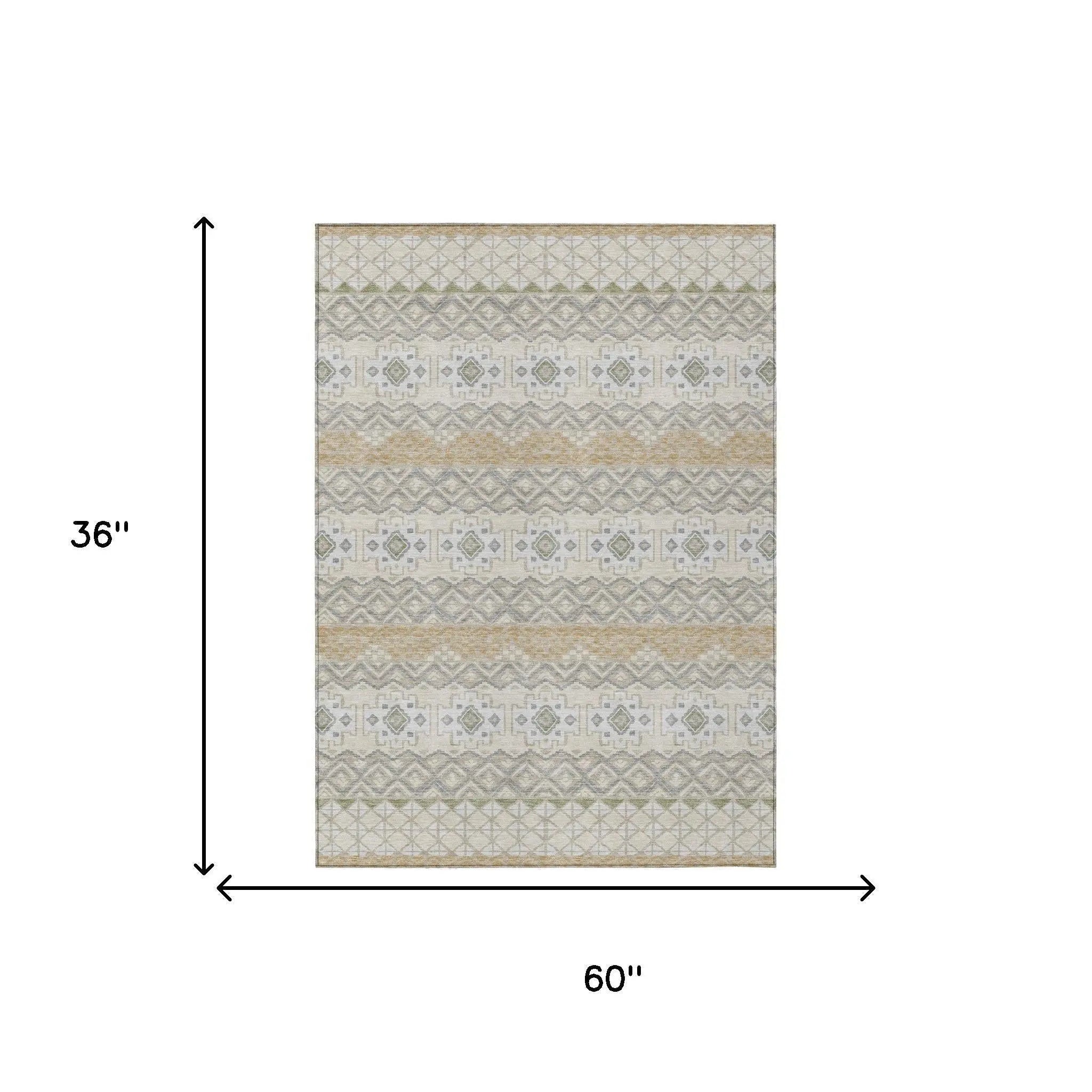 3' X 5' Beige And Brown Striped Washable Indoor Outdoor Area Rug Homeroots Outdoor