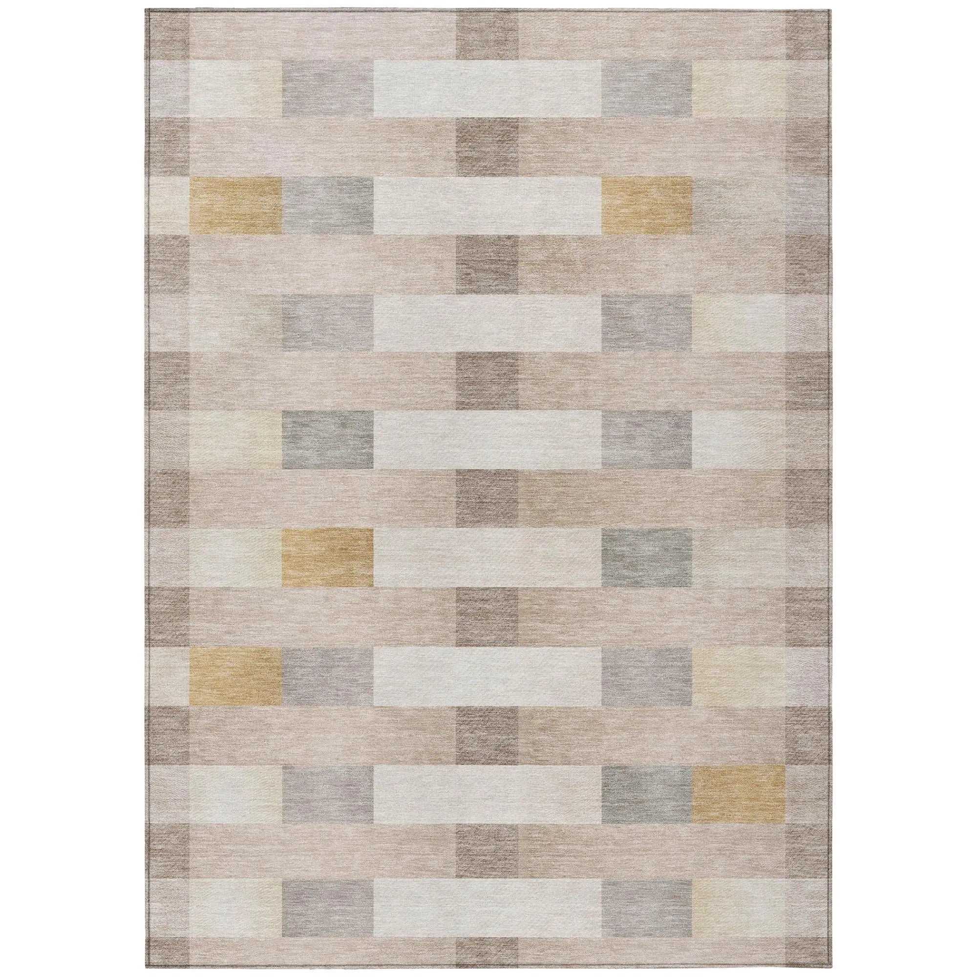 3' X 5' Beige And Brown Striped Washable Indoor Outdoor Area Rug Homeroots Outdoor