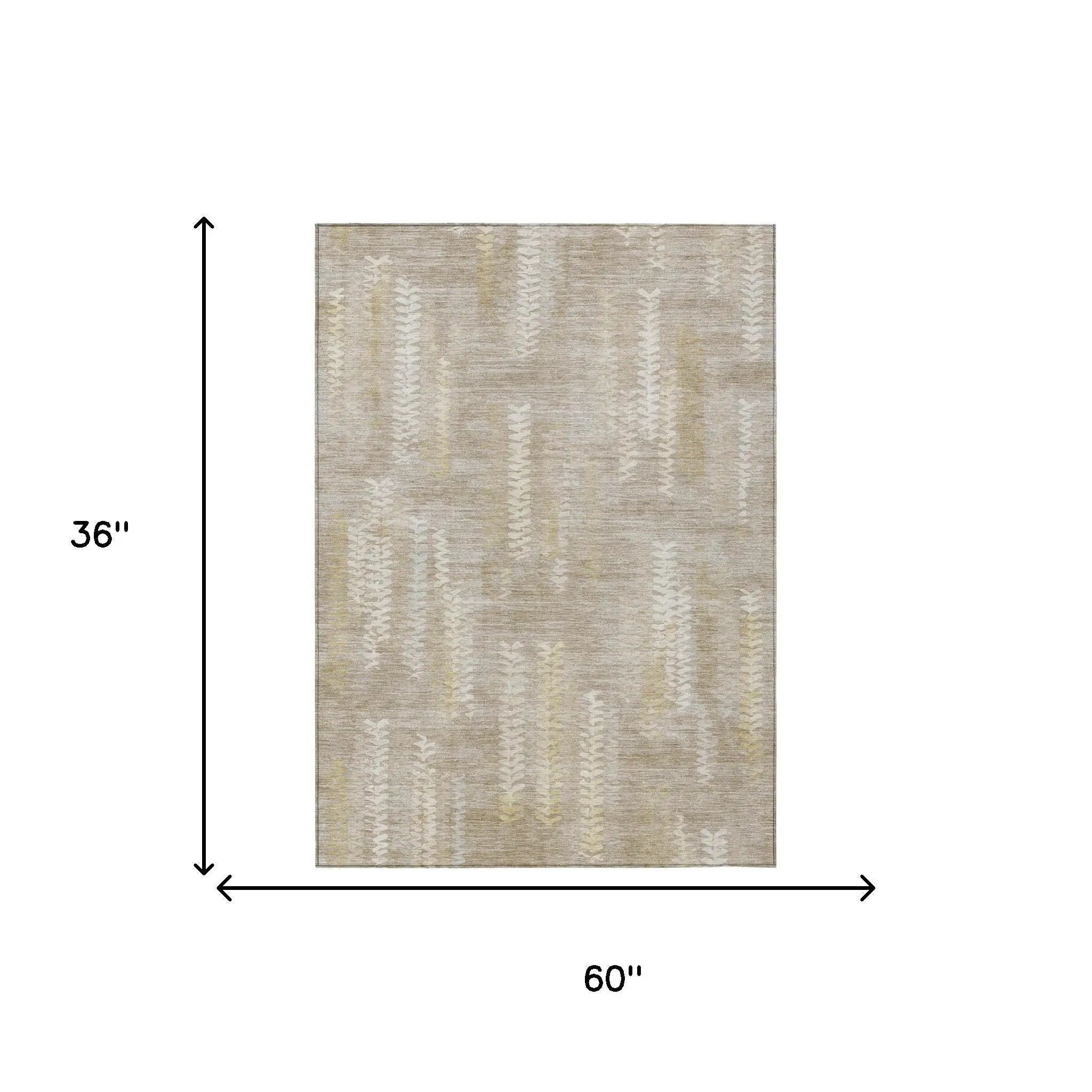 3' X 5' Beige And Brown Striped Washable Indoor Outdoor Area Rug Homeroots Outdoor
