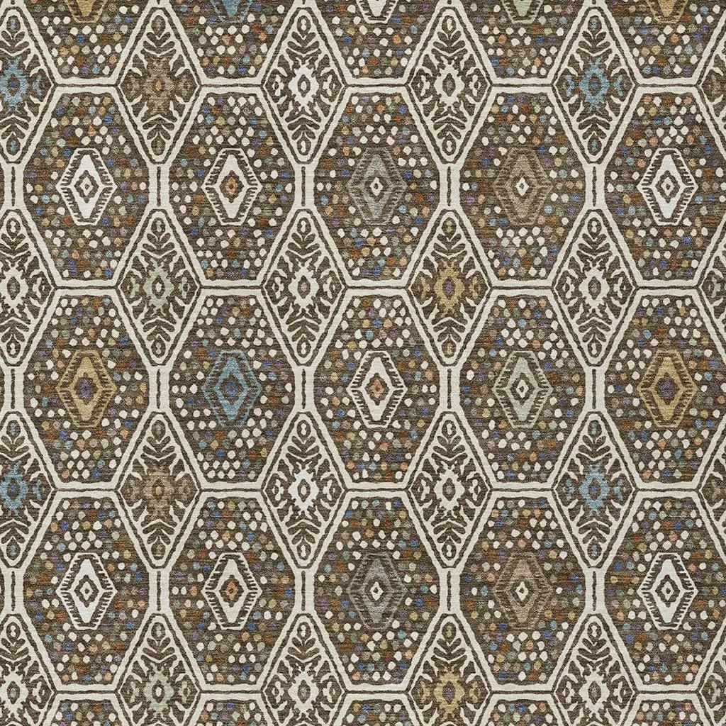 3' X 5' Beige And Chocolate Geometric Washable Indoor Outdoor Area Rug Homeroots Outdoor