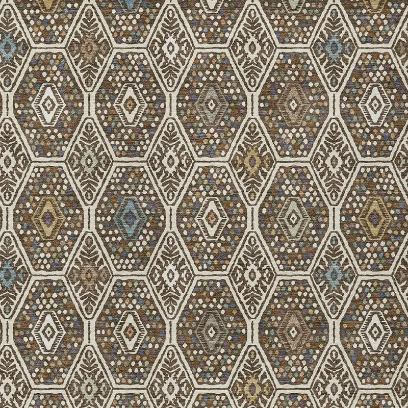 3' X 5' Beige And Chocolate Geometric Washable Indoor Outdoor Area Rug Homeroots Outdoor