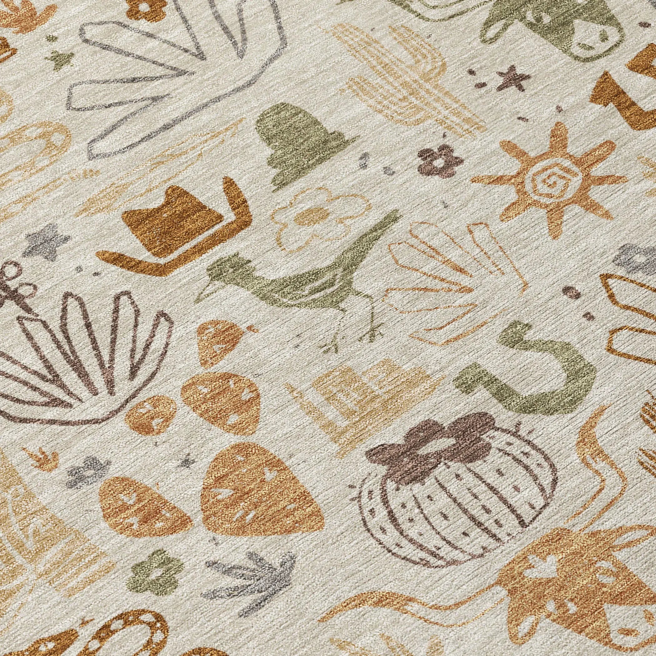 3' X 5' Beige And Copper Cactus Washable Indoor Outdoor Area Rug Homeroots Outdoor