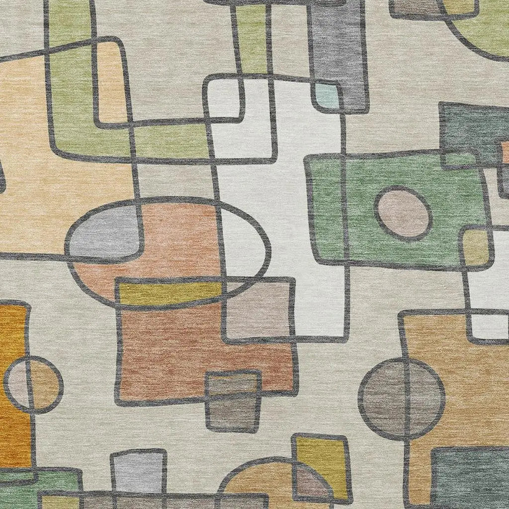 3' X 5' Beige And Copper Geometric Washable Indoor Outdoor Area Rug Homeroots Outdoor