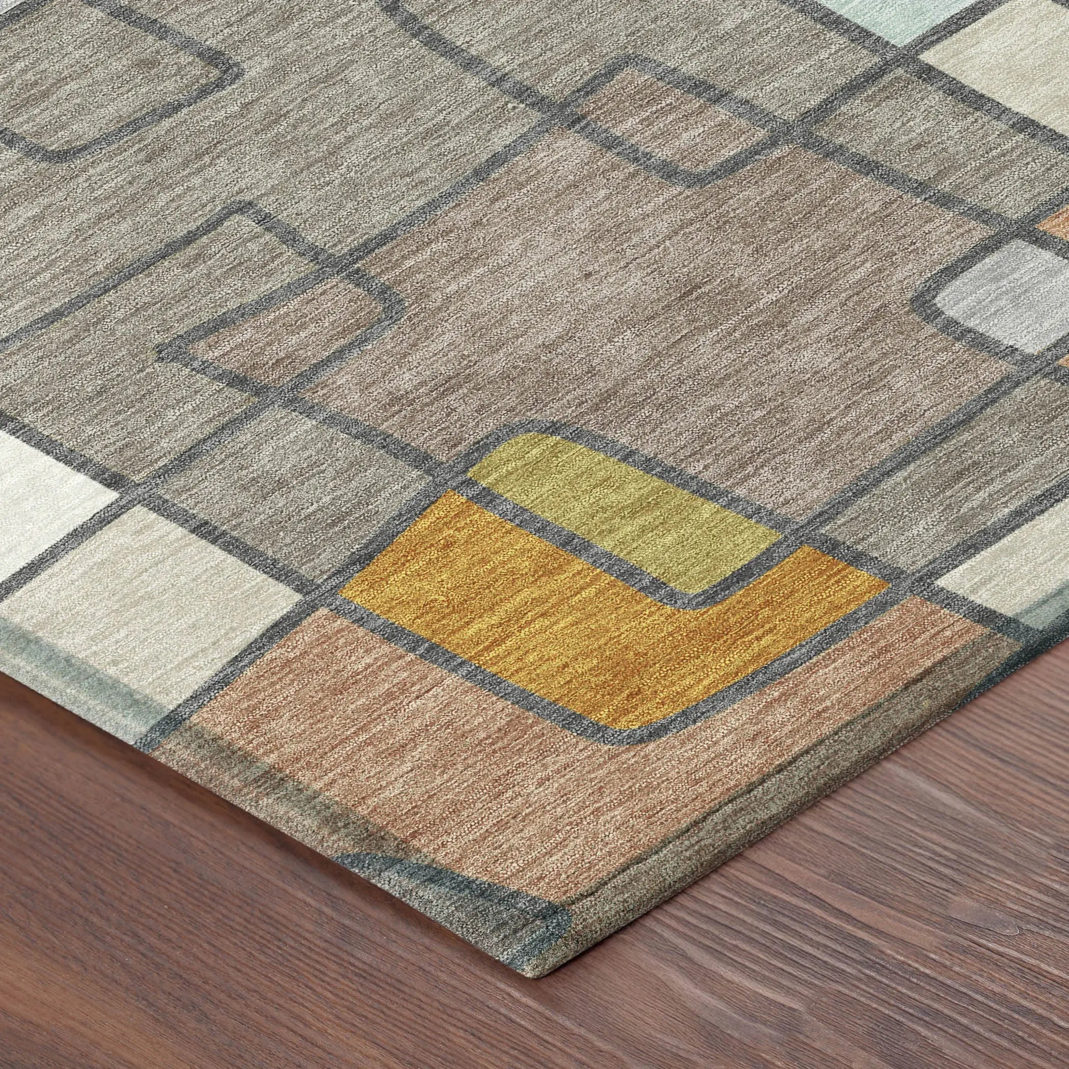 3' X 5' Beige And Copper Geometric Washable Indoor Outdoor Area Rug Homeroots Outdoor