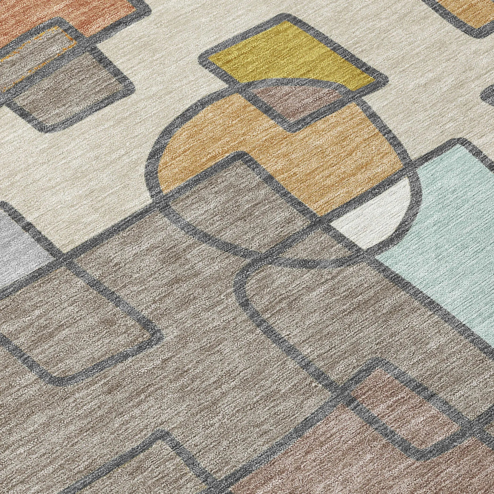 3' X 5' Beige And Copper Geometric Washable Indoor Outdoor Area Rug Homeroots Outdoor