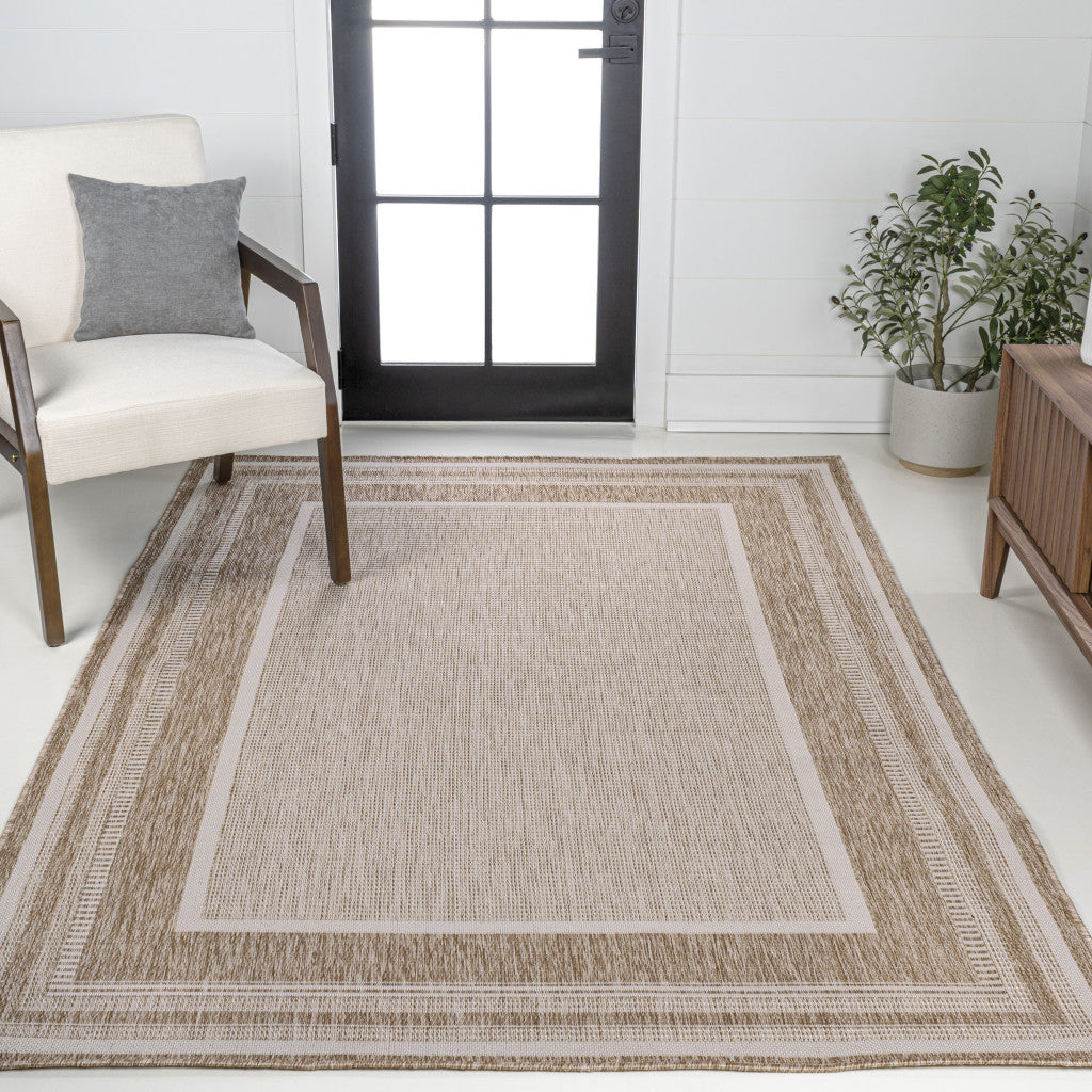 3' X 5' Beige And Cream Indoor Outdoor Area Rug - GreatEagleInc