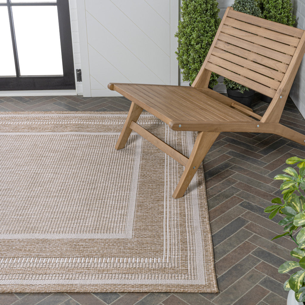 3' X 5' Beige And Cream Indoor Outdoor Area Rug - GreatEagleInc