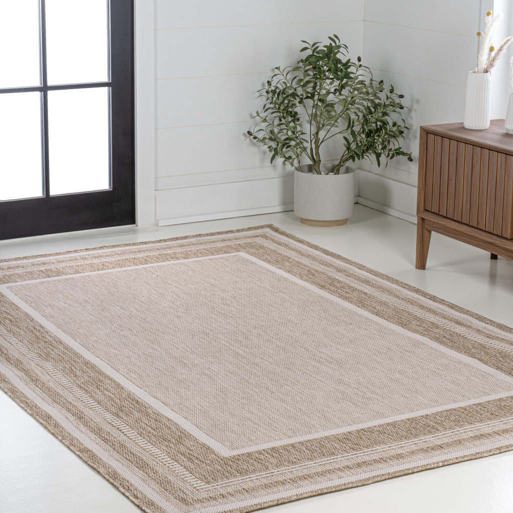 3' X 5' Beige And Cream Indoor Outdoor Area Rug - GreatEagleInc