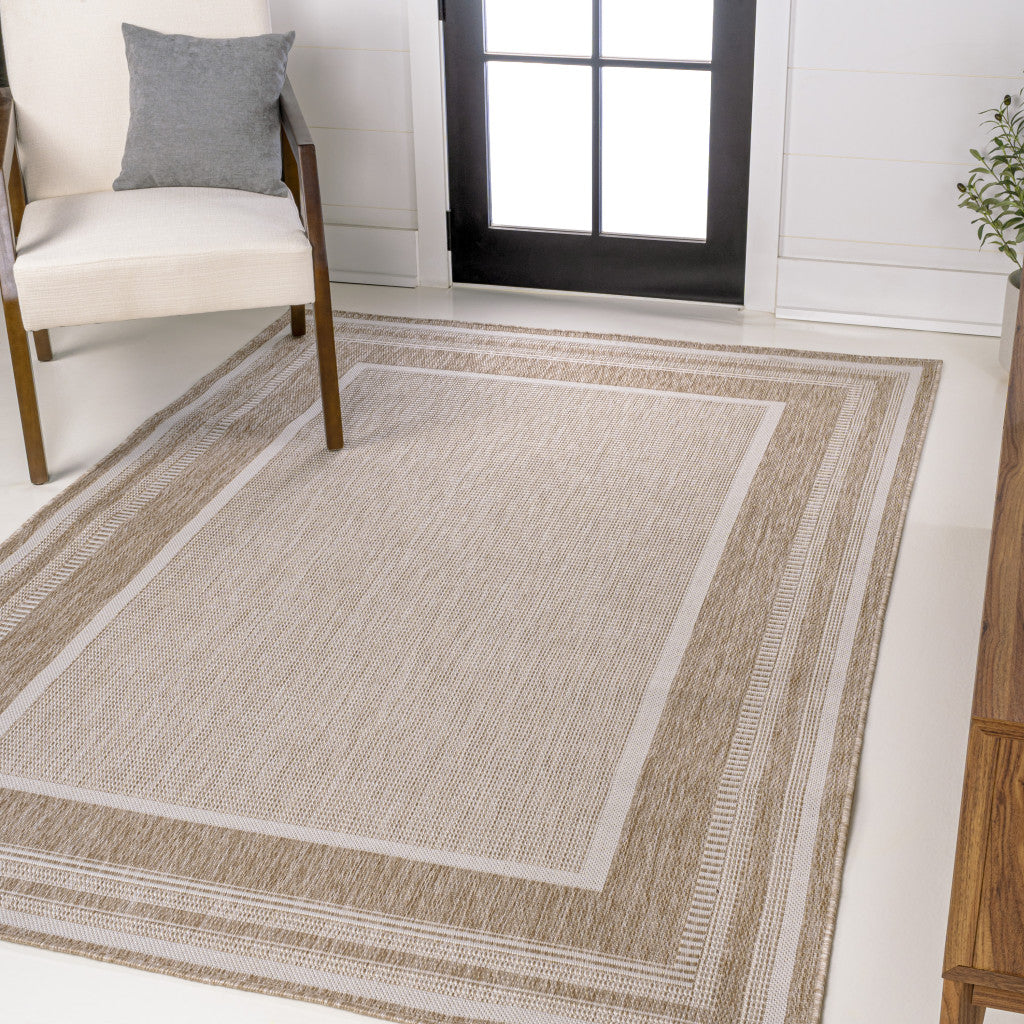 3' X 5' Beige And Cream Indoor Outdoor Area Rug - GreatEagleInc