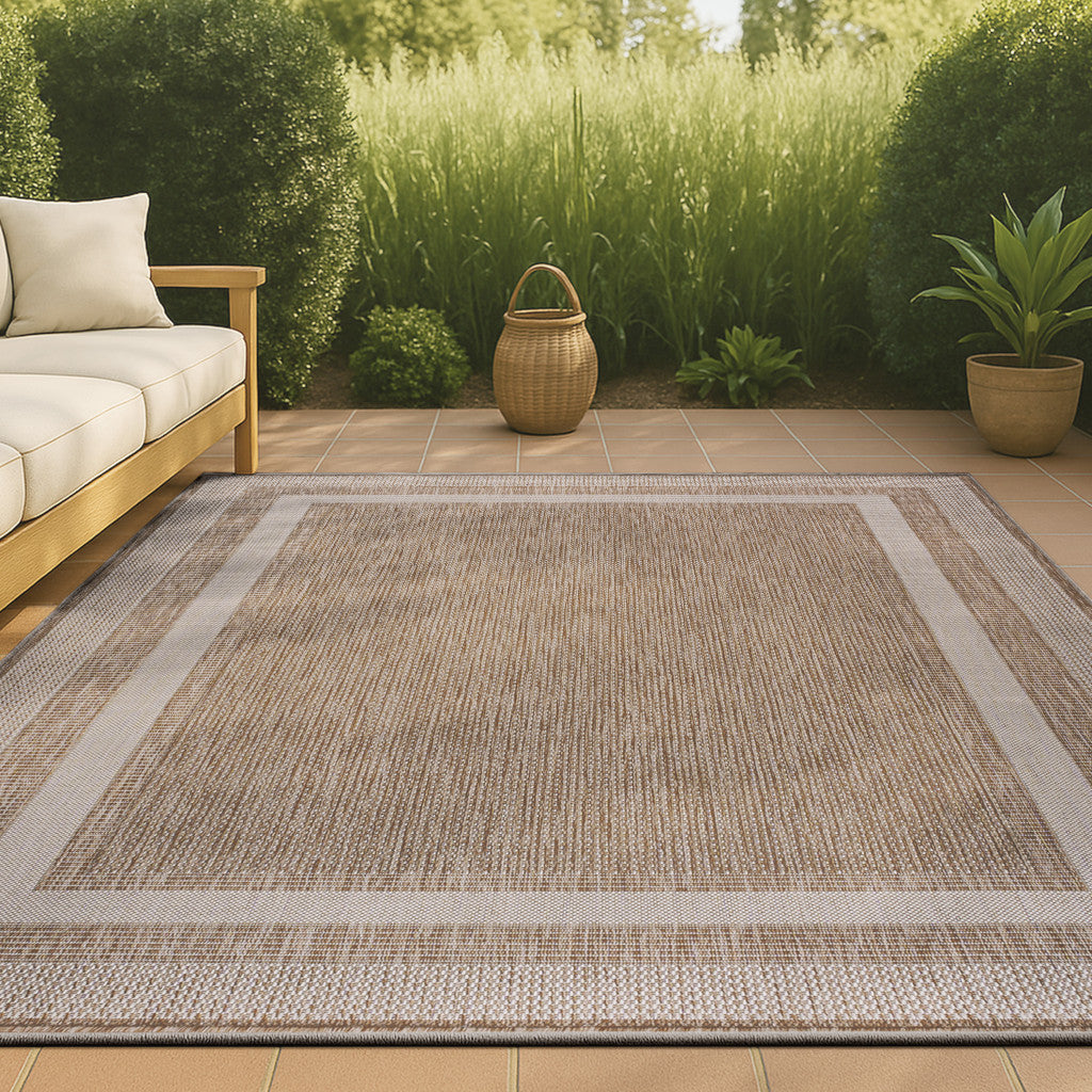 3' X 5' Beige And Cream Indoor Outdoor Area Rug - GreatEagleInc
