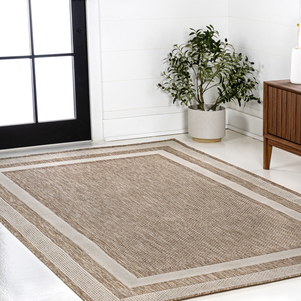 3' X 5' Beige And Cream Indoor Outdoor Area Rug - GreatEagleInc