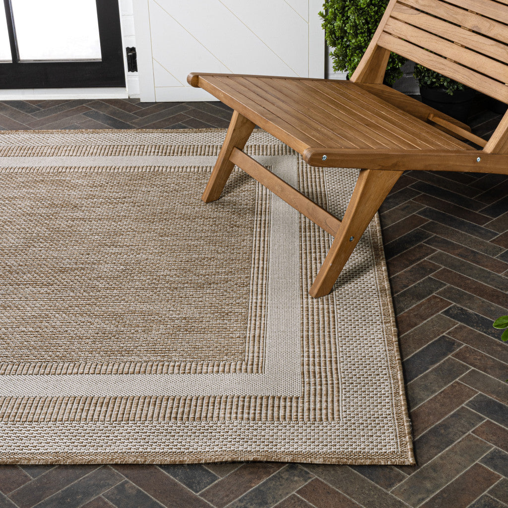 3' X 5' Beige And Cream Indoor Outdoor Area Rug - GreatEagleInc