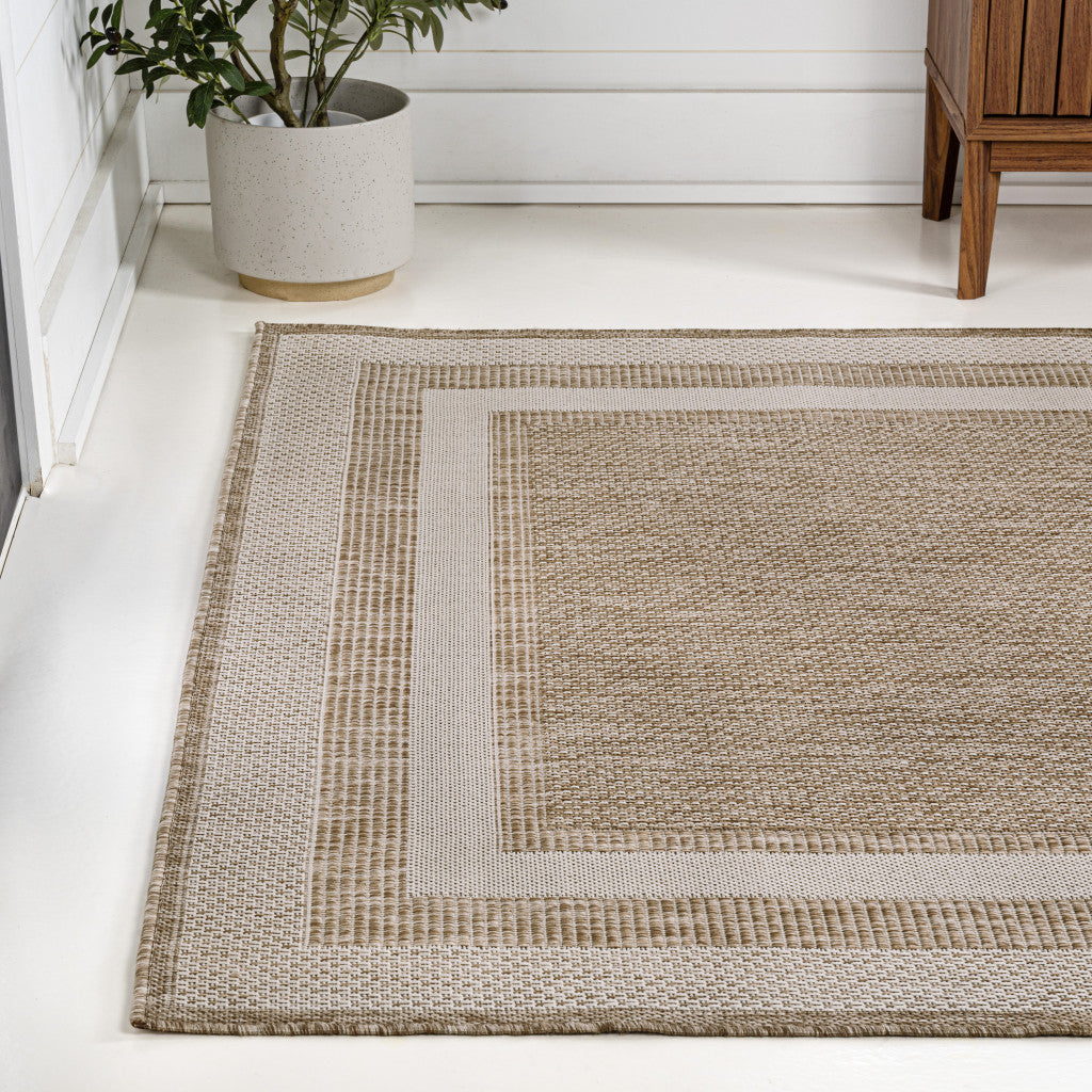 3' X 5' Beige And Cream Indoor Outdoor Area Rug - GreatEagleInc