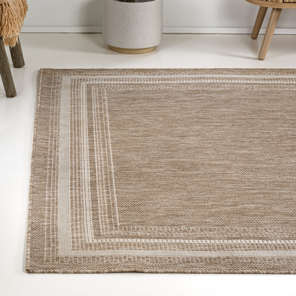 3' X 5' Beige And Cream Indoor Outdoor Area Rug - GreatEagleInc