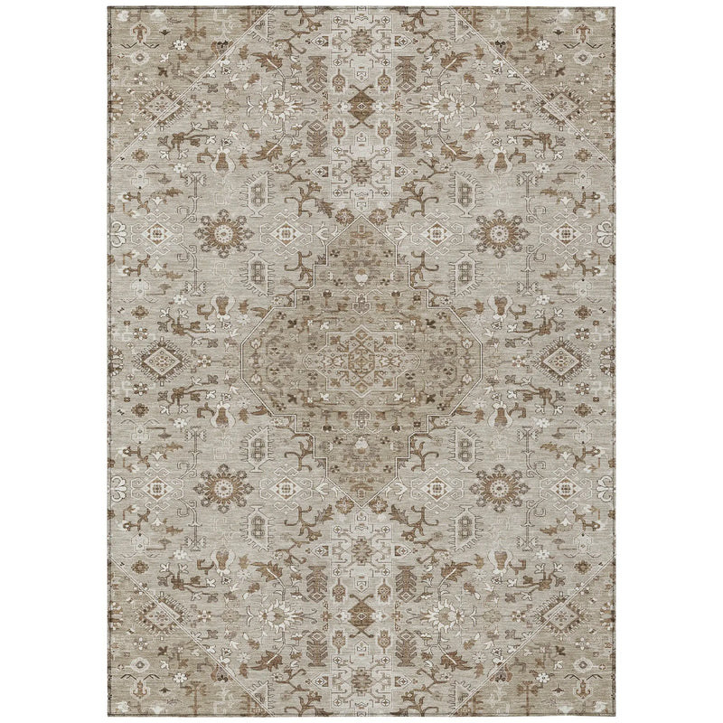 3' X 5' Beige And Graphite Medallion Washable Indoor Outdoor Area Rug Homeroots Outdoor