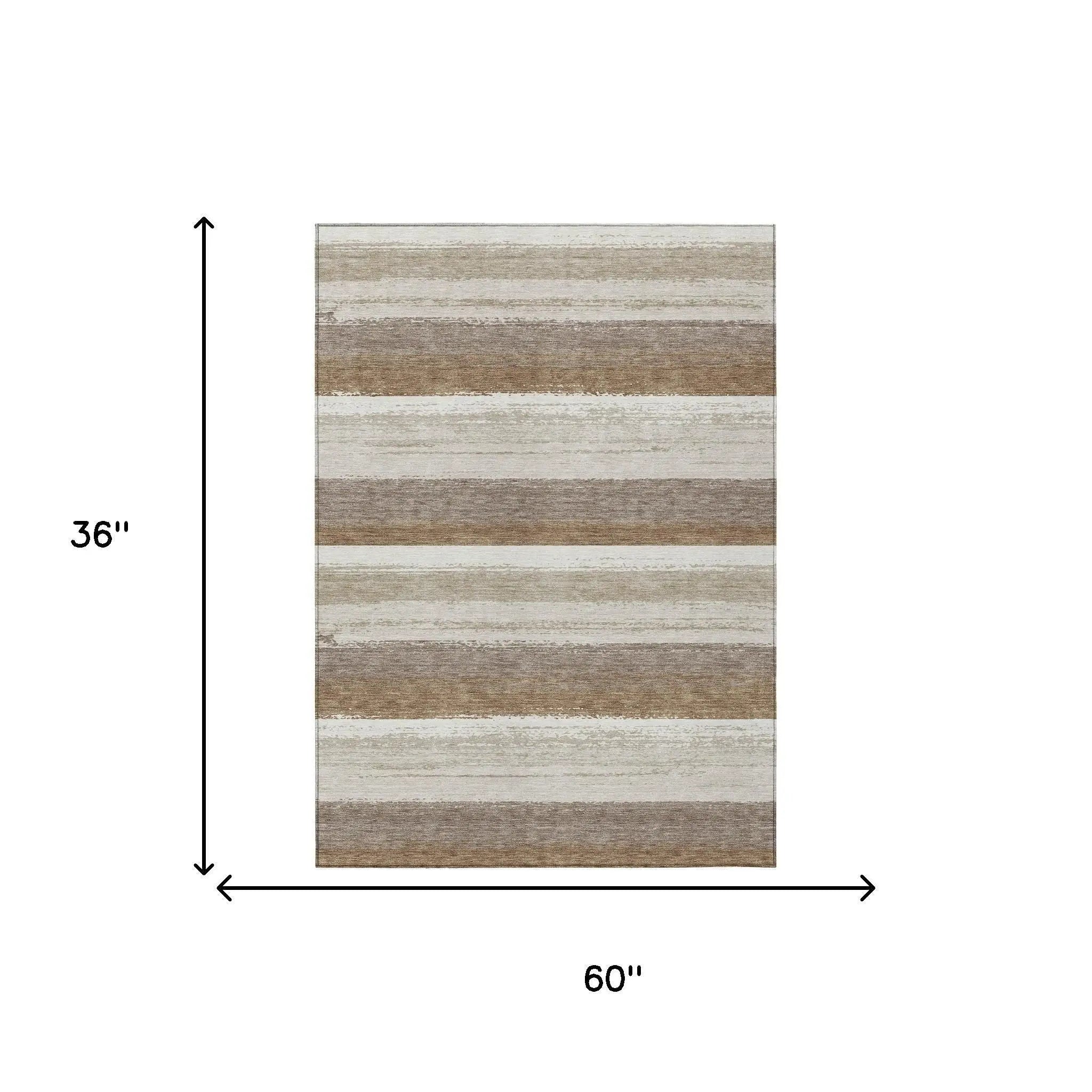 3' X 5' Beige And Graphite Striped Washable Indoor Outdoor Area Rug Homeroots Outdoor