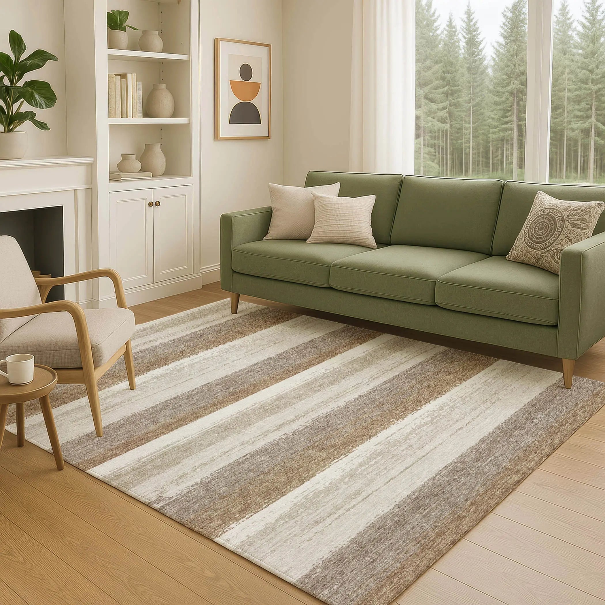3' X 5' Beige And Graphite Striped Washable Indoor Outdoor Area Rug Homeroots Outdoor