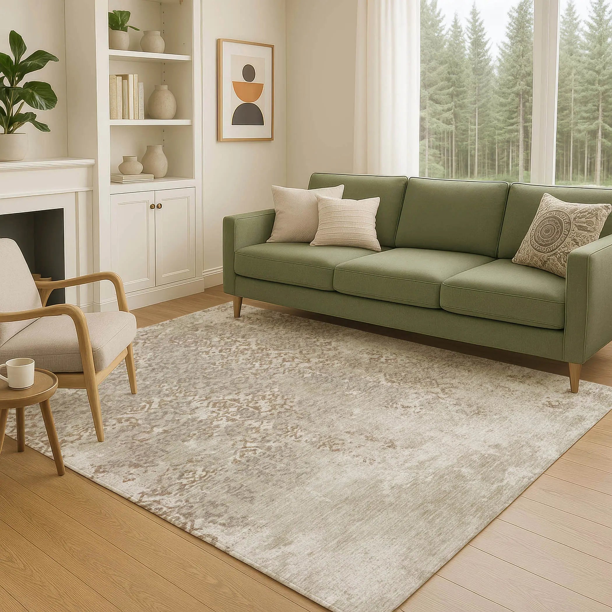 3' X 5' Beige And Gray Oriental Washable Indoor Outdoor Area Rug Homeroots Outdoor