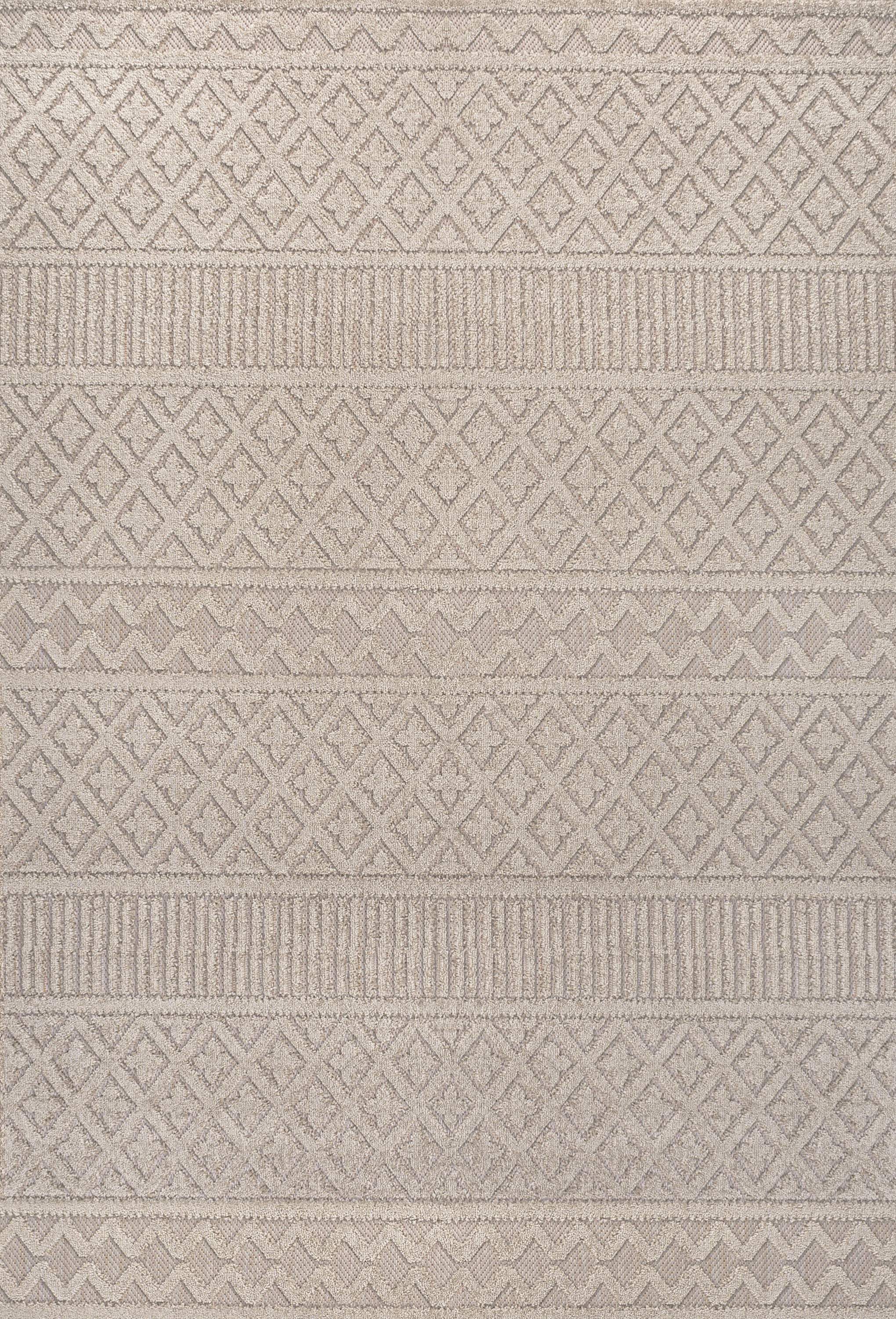 3' X 5' Beige And Gray Trellis Indoor Outdoor Area Rug - GreatEagleInc