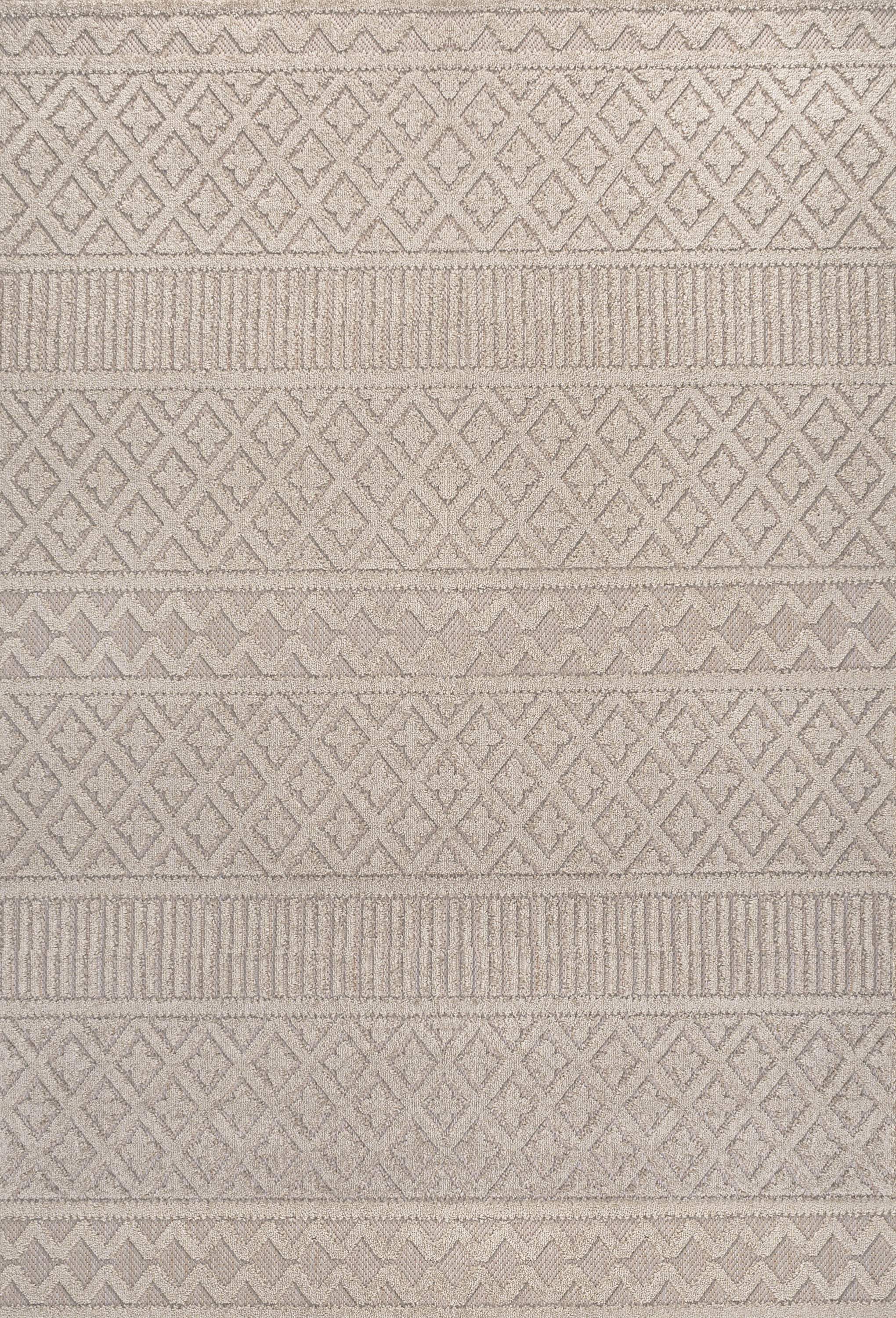 3' X 5' Beige And Gray Trellis Indoor Outdoor Area Rug - GreatEagleInc
