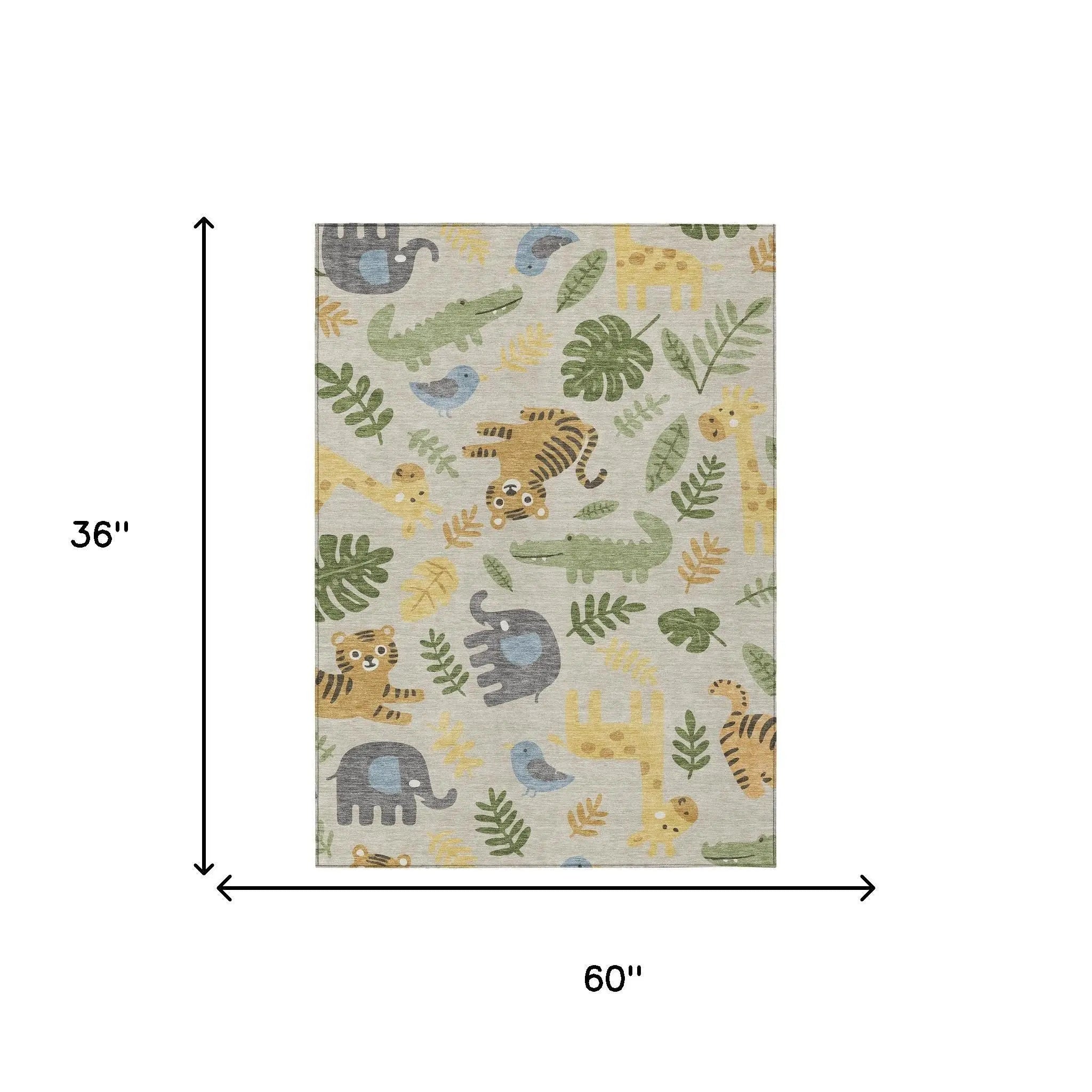 3' X 5' Beige And Green Abstract Washable Indoor Outdoor Area Rug Homeroots Outdoor