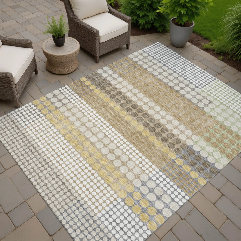 3' X 5' Beige And Ivory Geometric Washable Indoor Outdoor Area Rug Homeroots Outdoor