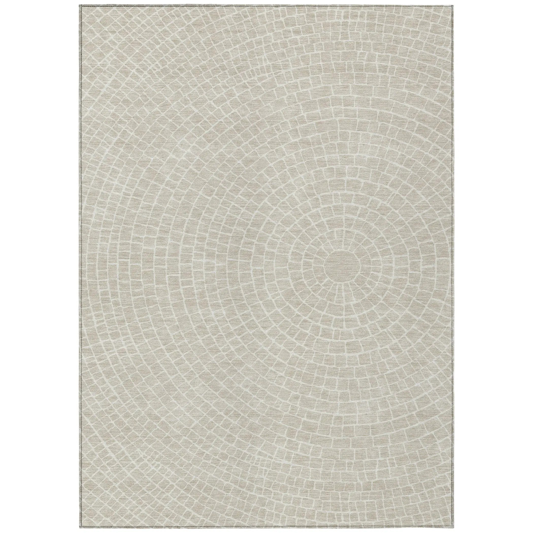 3' X 5' Beige And Ivory Geometric Washable Indoor Outdoor Area Rug Homeroots Outdoor
